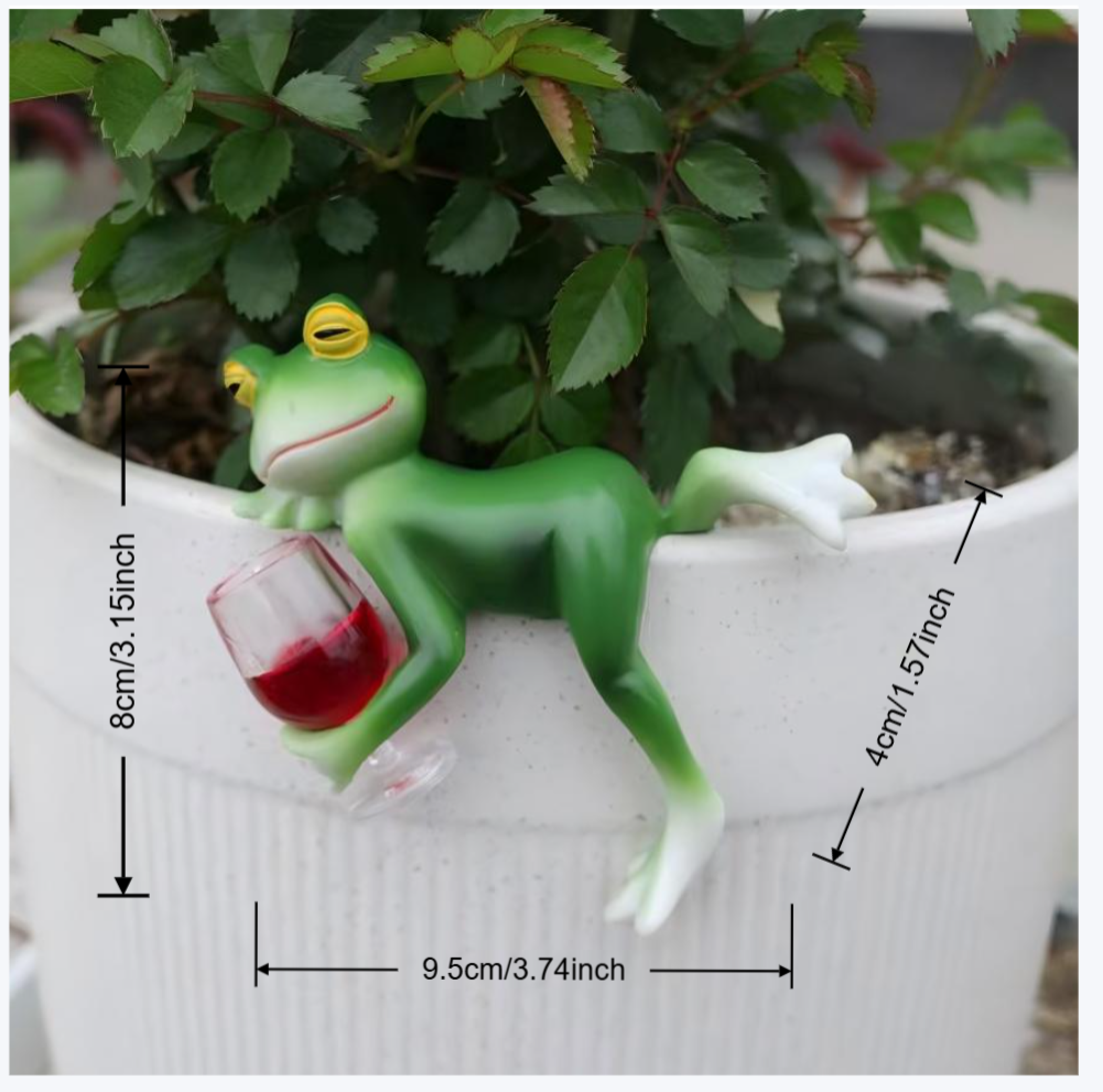 Tipsy Green Frog Pot Hanger Wine Glass Garden Ornament – view 3