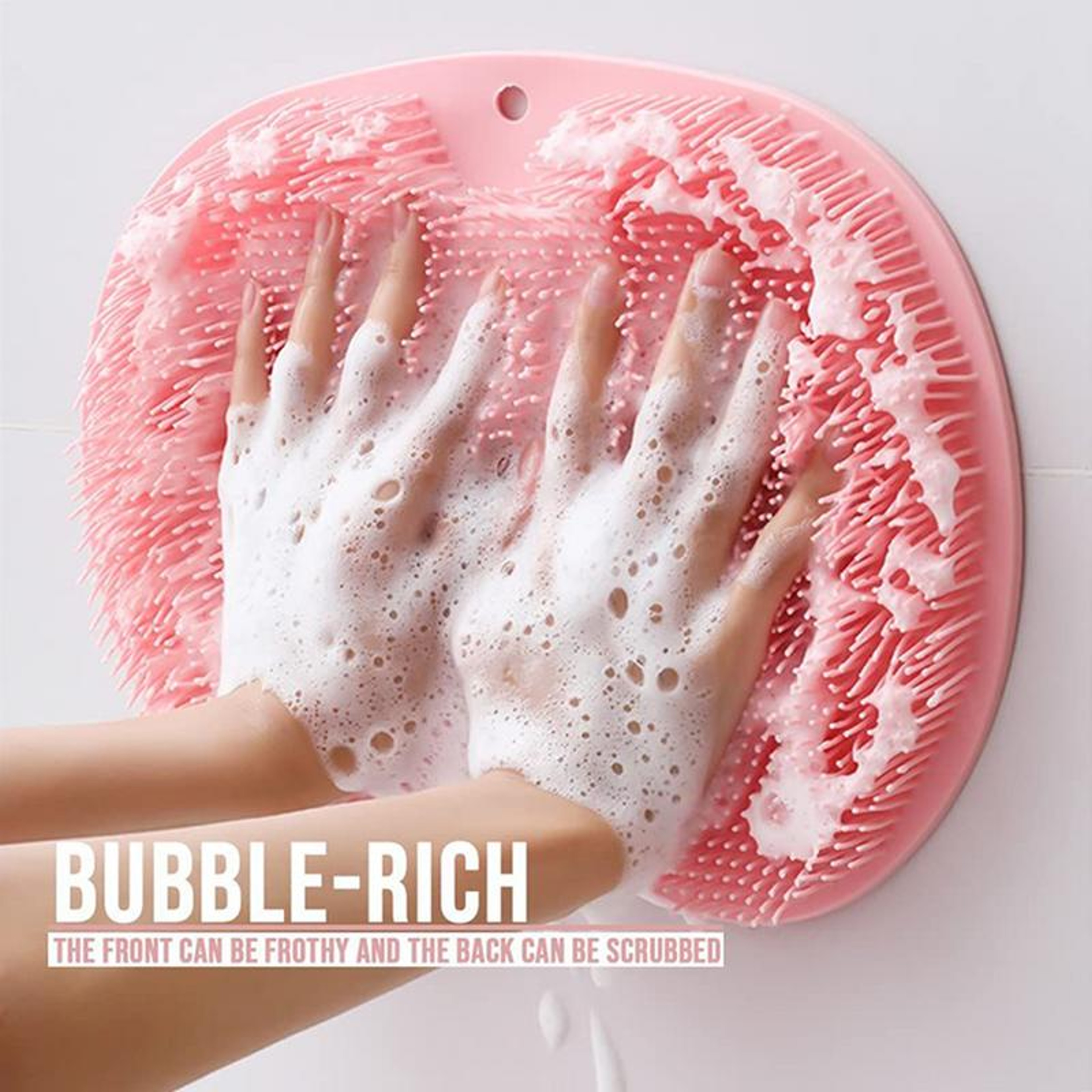 Silicone Shower Foot Scrubber Mat With Suction Cups And Back Massage Pad 2