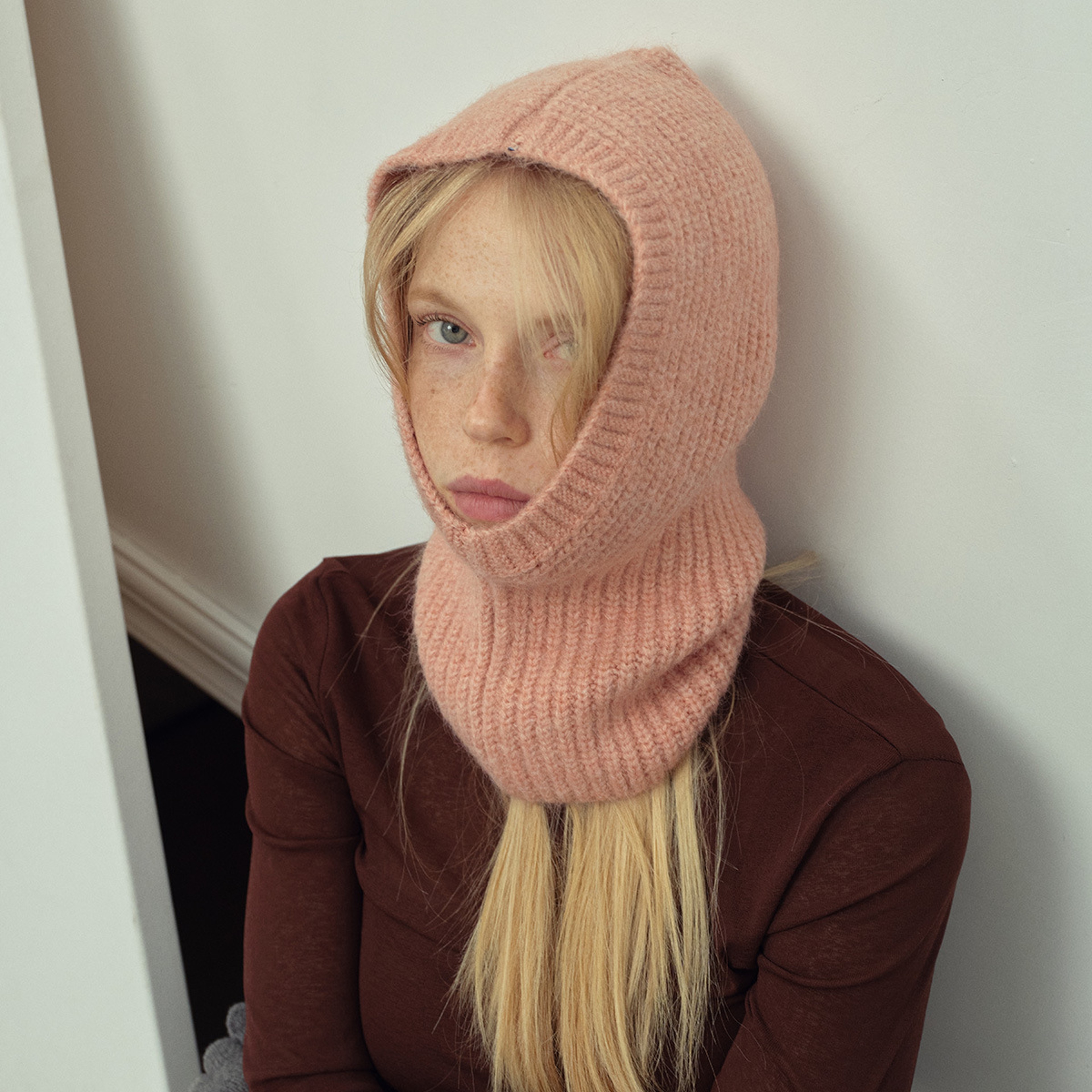Womens Cashmere Balaclava Winter Hood Hat Warm Knitted Neck Warmer 3