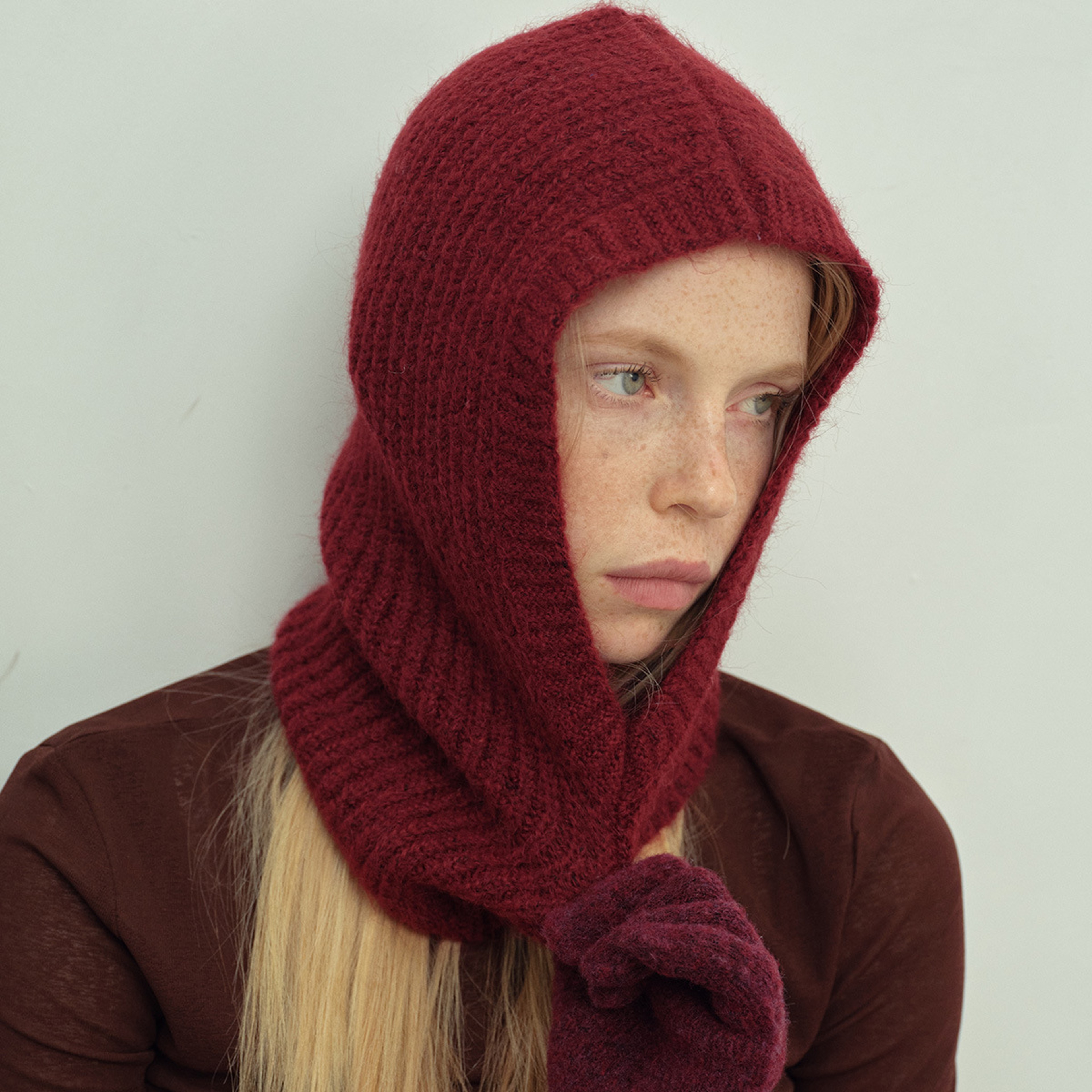 Womens Cashmere Balaclava Winter Hood Hat Warm Knitted Neck Warmer 4