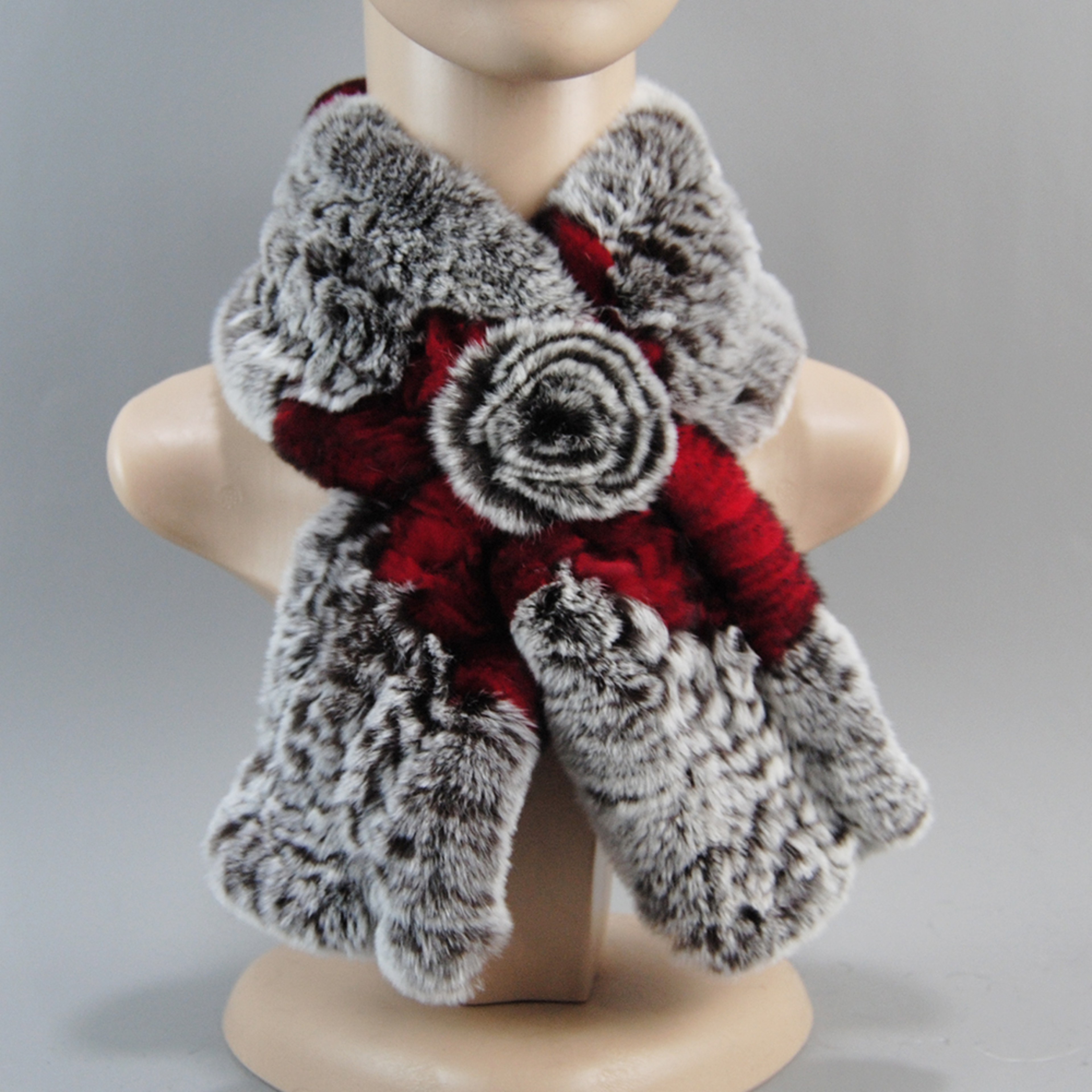 Luxury Rex Rabbit Fur Hat Scarf Set For Women Warm Winter Knit Accessories 1