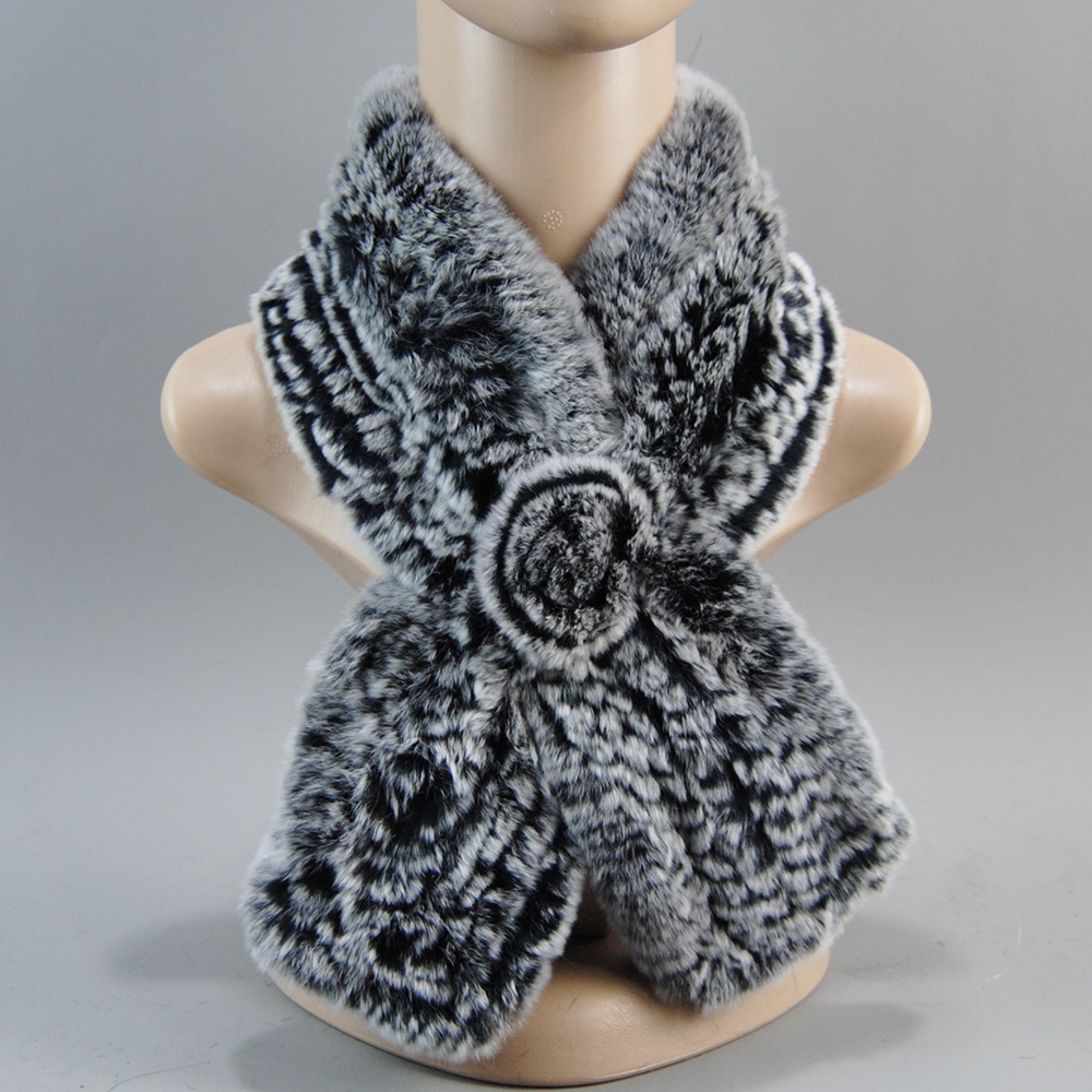 Luxury Rex Rabbit Fur Hat Scarf Set For Women Warm Winter Knit Accessories 4