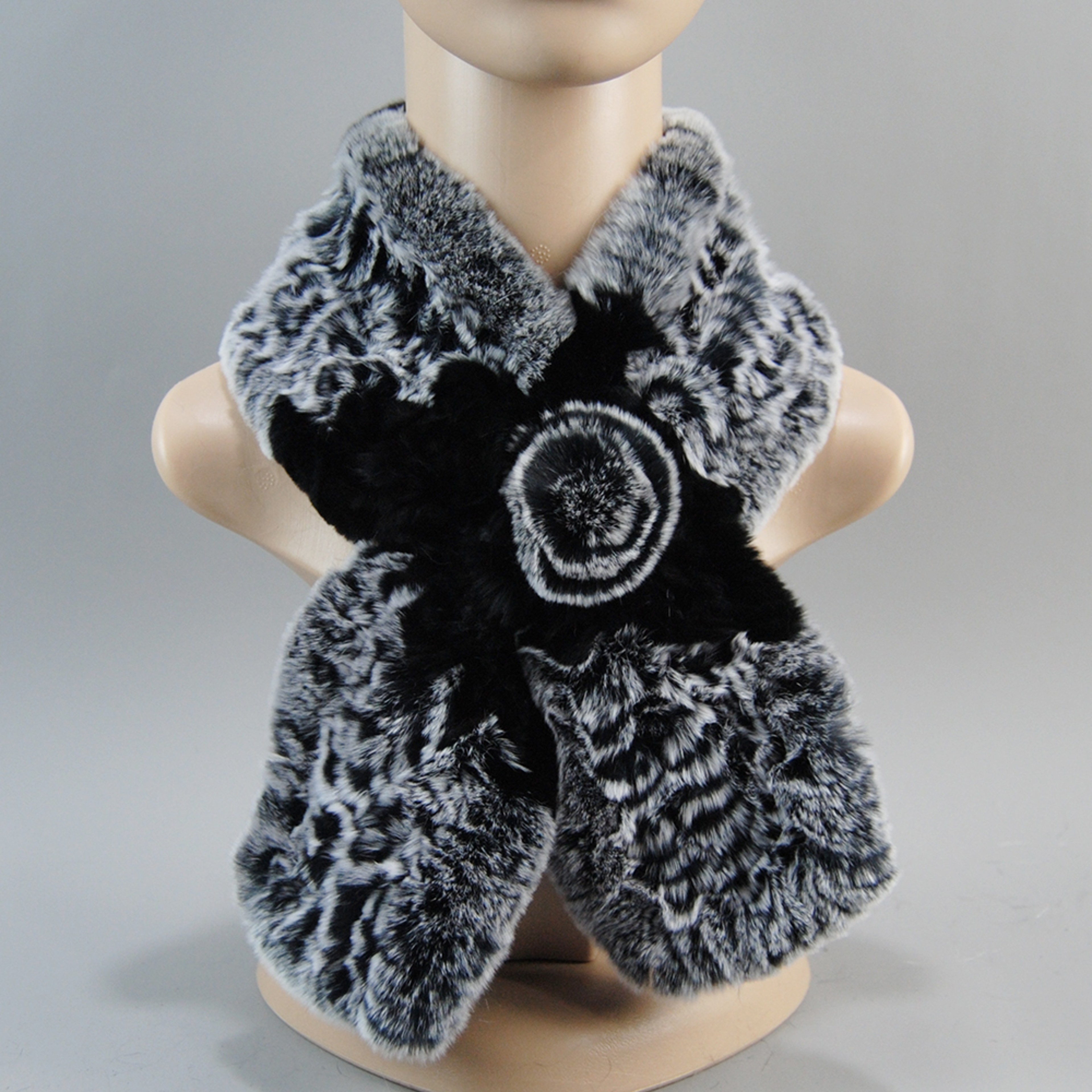 Luxury Rex Rabbit Fur Hat Scarf Set For Women Warm Winter Knit Accessories 3