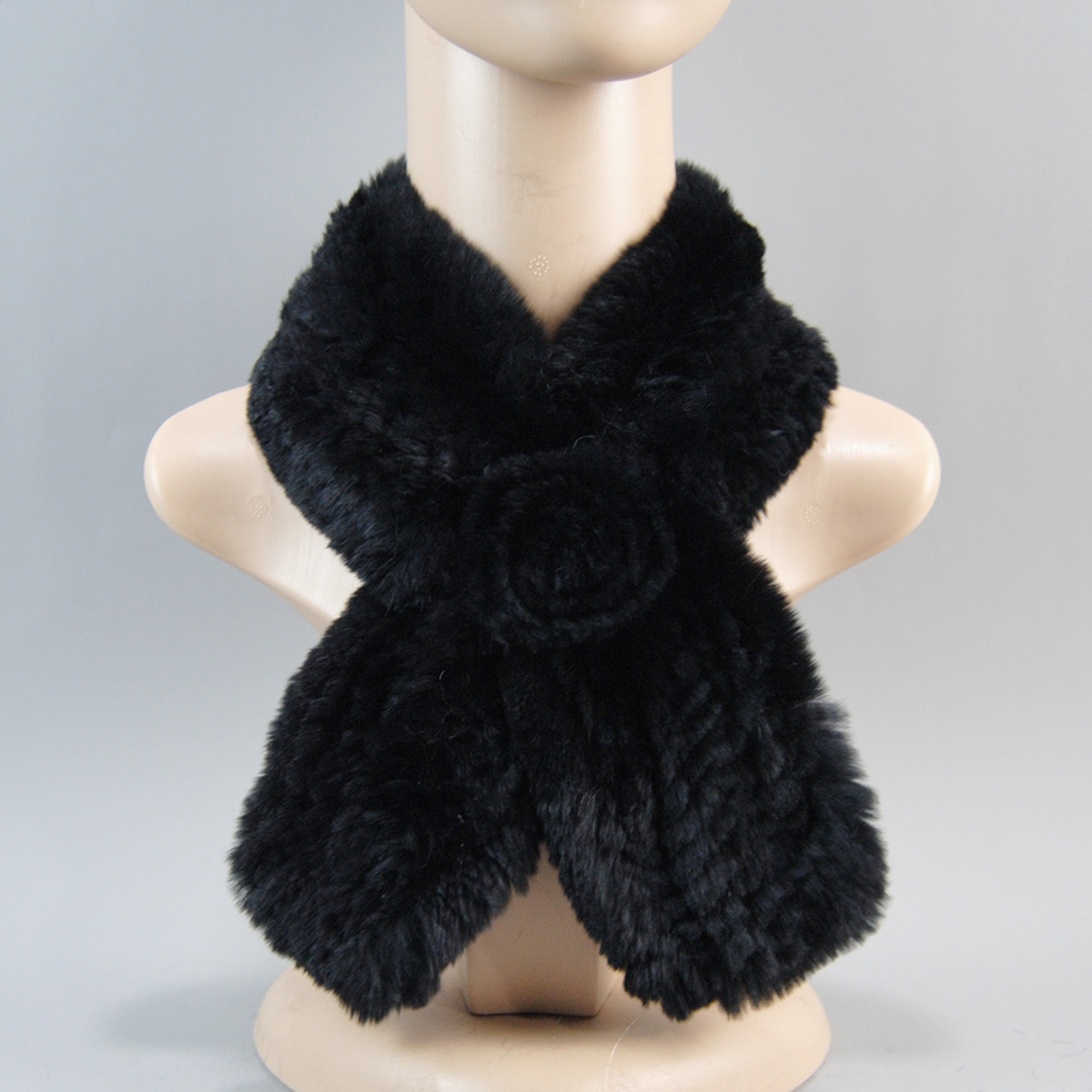 Luxury Rex Rabbit Fur Hat Scarf Set For Women Warm Winter Knit Accessories 5