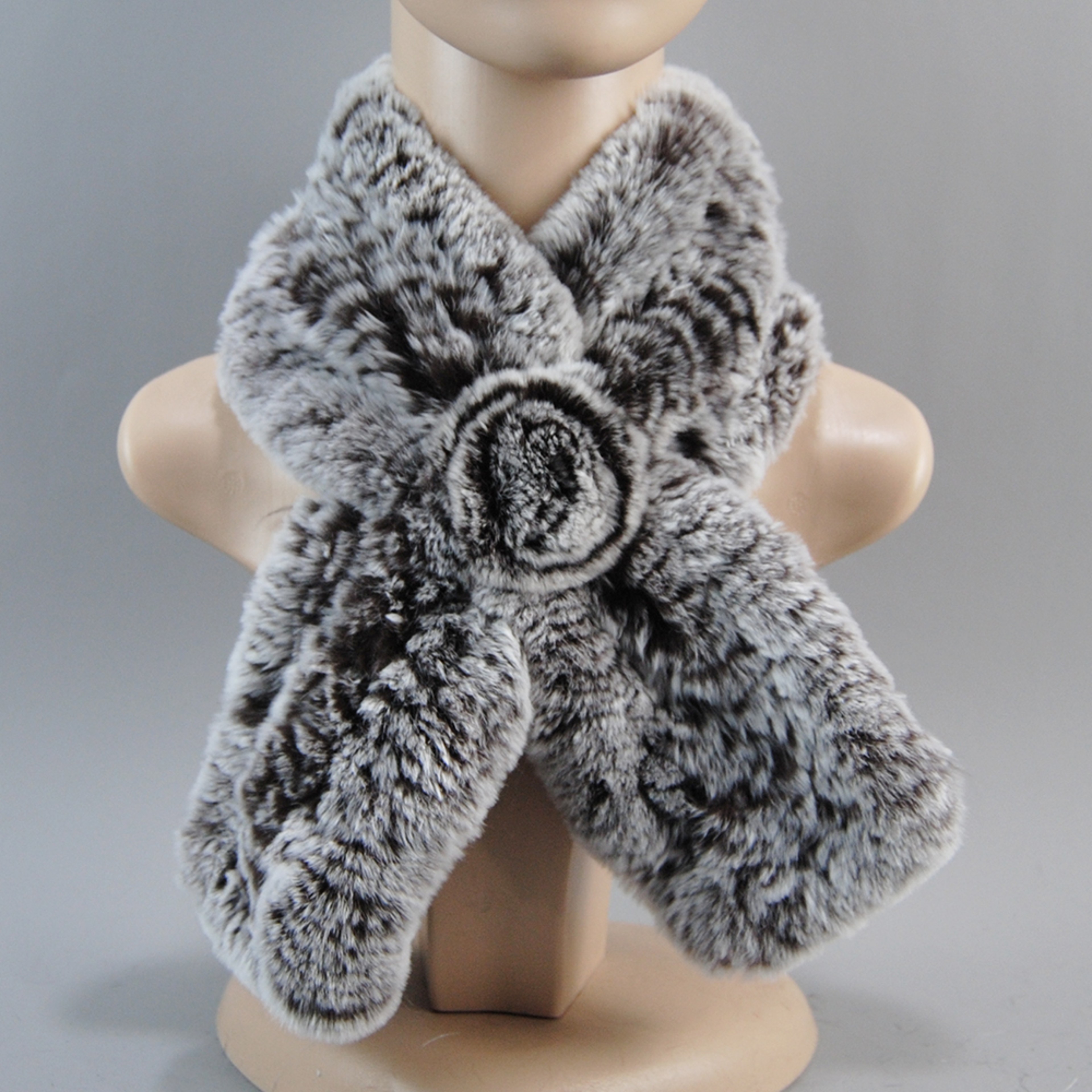 Luxury Rex Rabbit Fur Hat Scarf Set For Women Warm Winter Knit Accessories 8