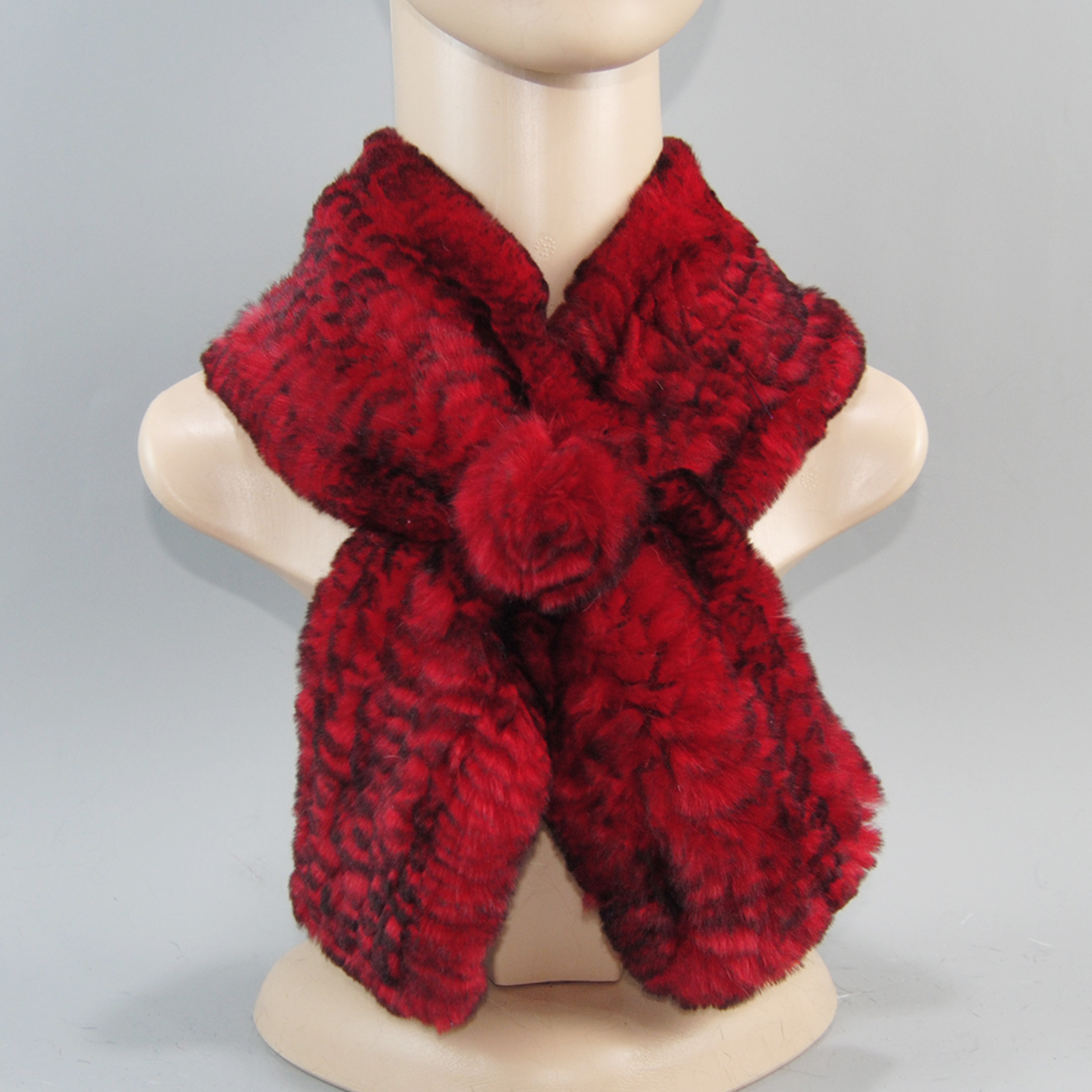 Luxury Rex Rabbit Fur Hat Scarf Set For Women Warm Winter Knit Accessories 7