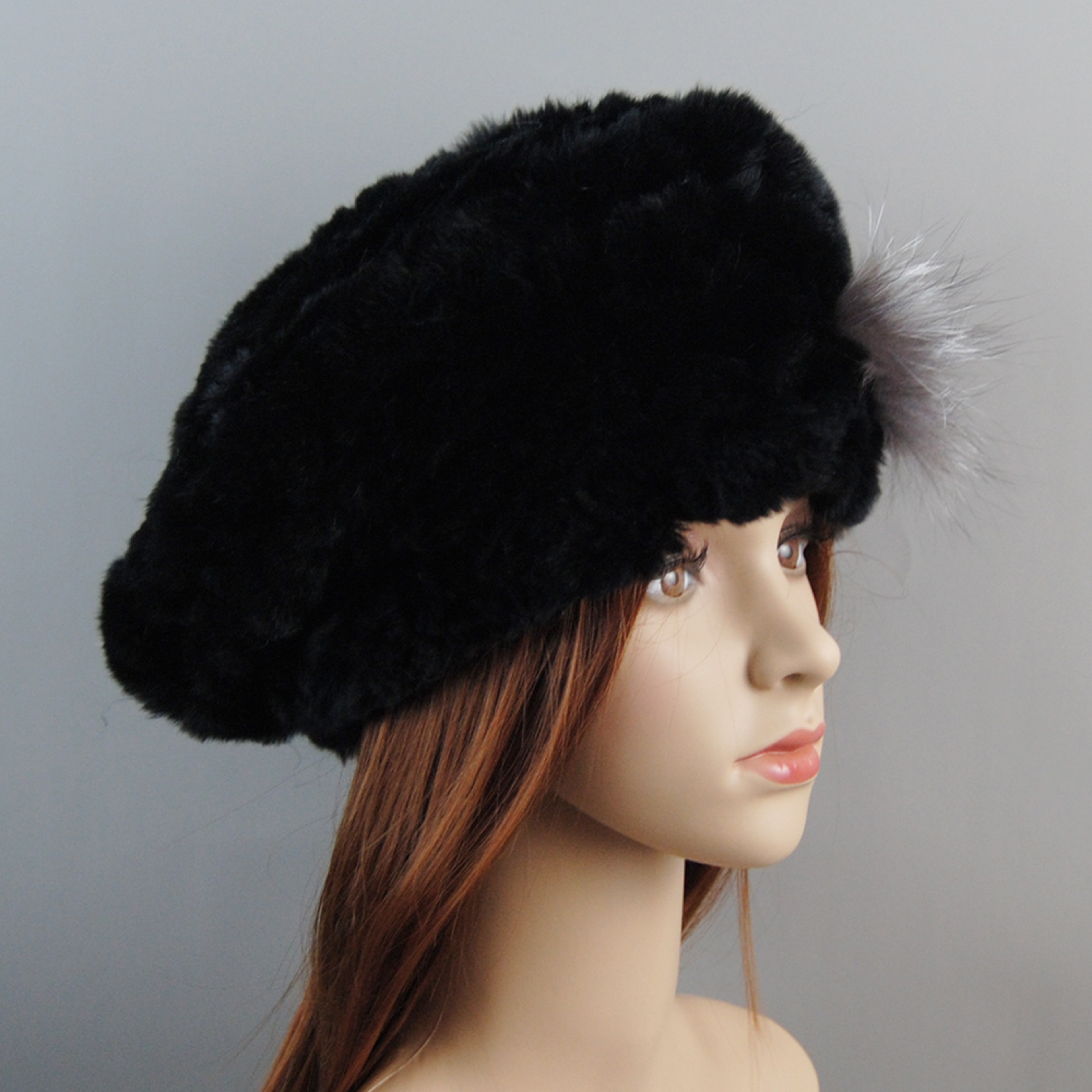 Luxury Rex Rabbit Fur Hat Scarf Set For Women Warm Winter Knit Accessories 10