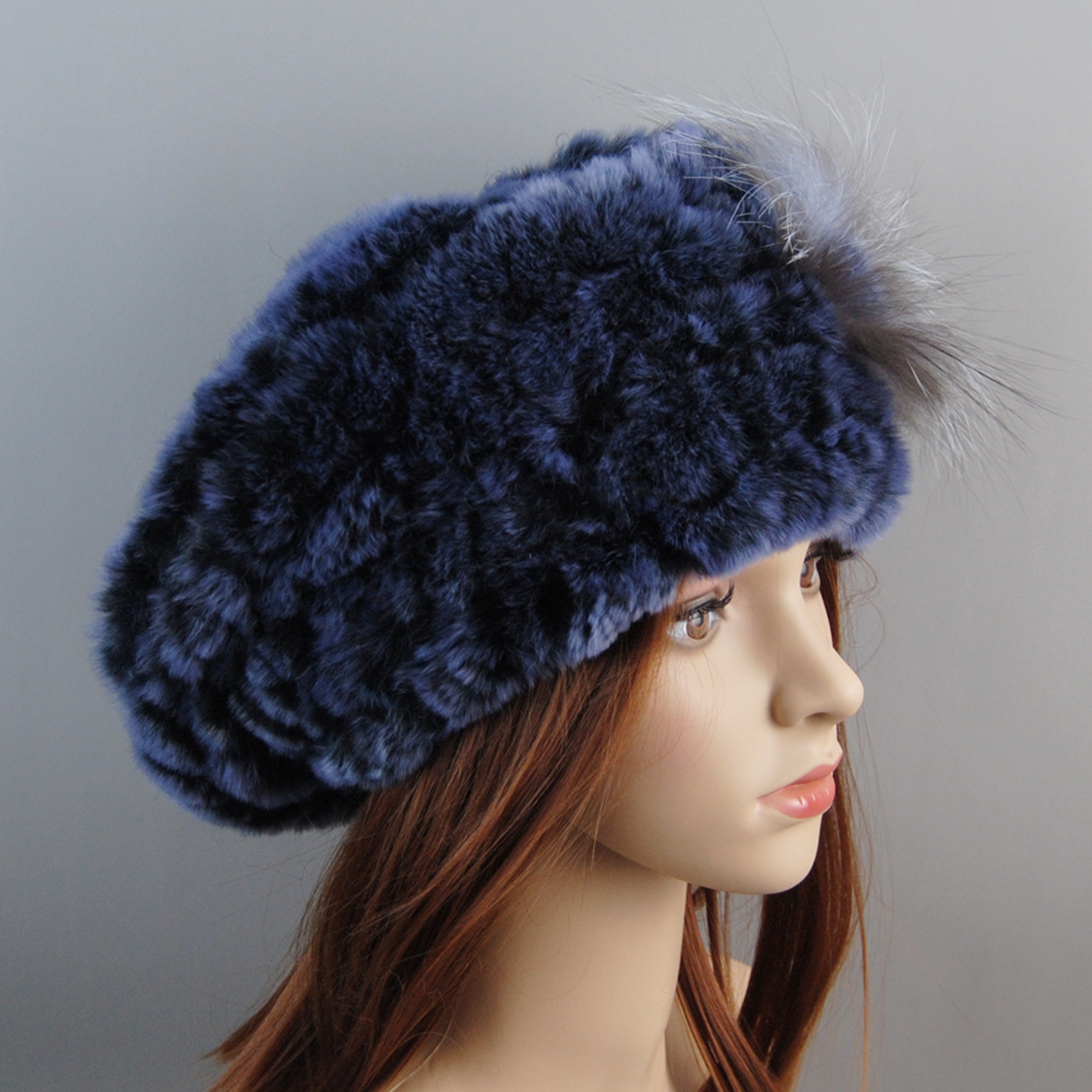 Luxury Rex Rabbit Fur Hat Scarf Set For Women Warm Winter Knit Accessories 9