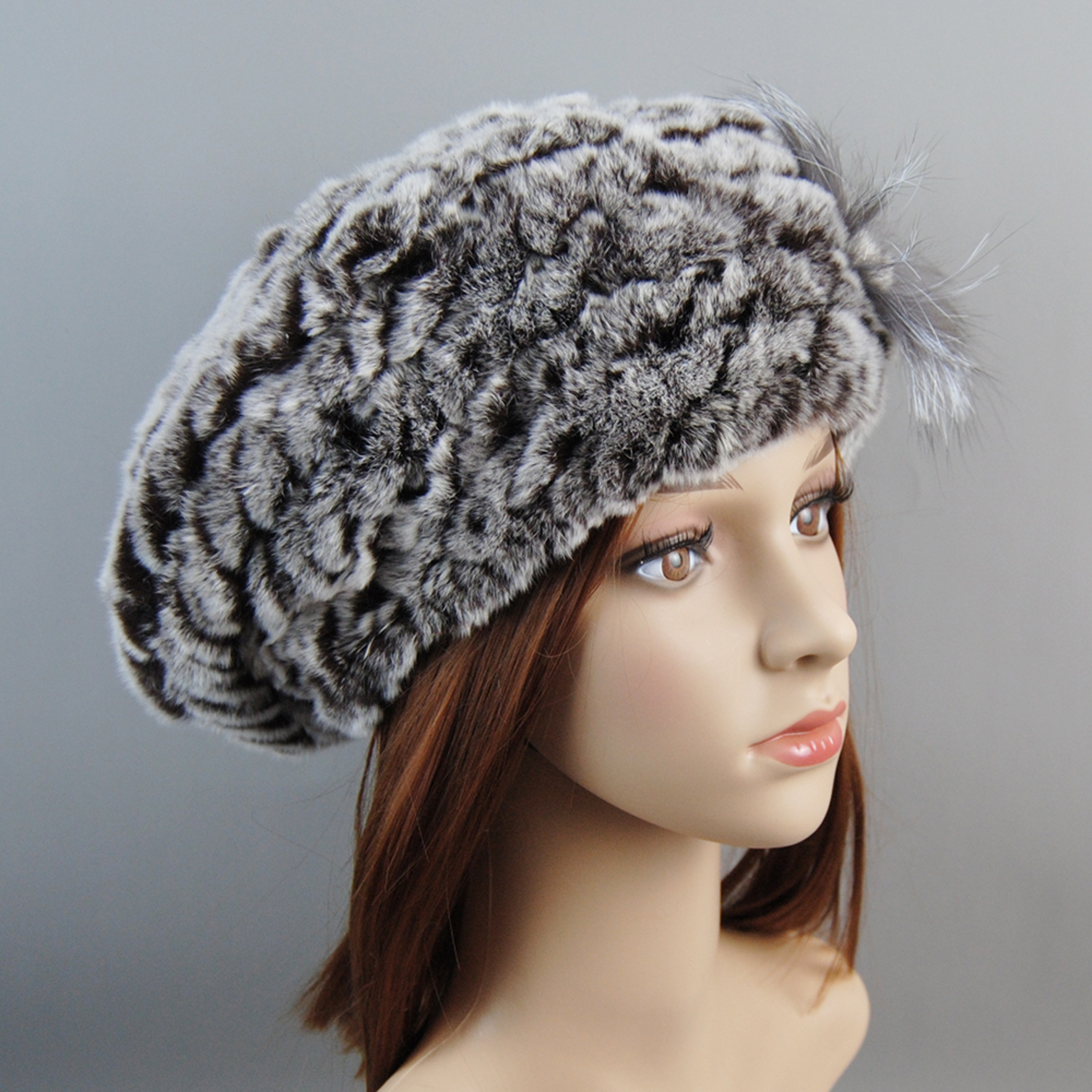 Luxury Rex Rabbit Fur Hat Scarf Set For Women Warm Winter Knit Accessories 13