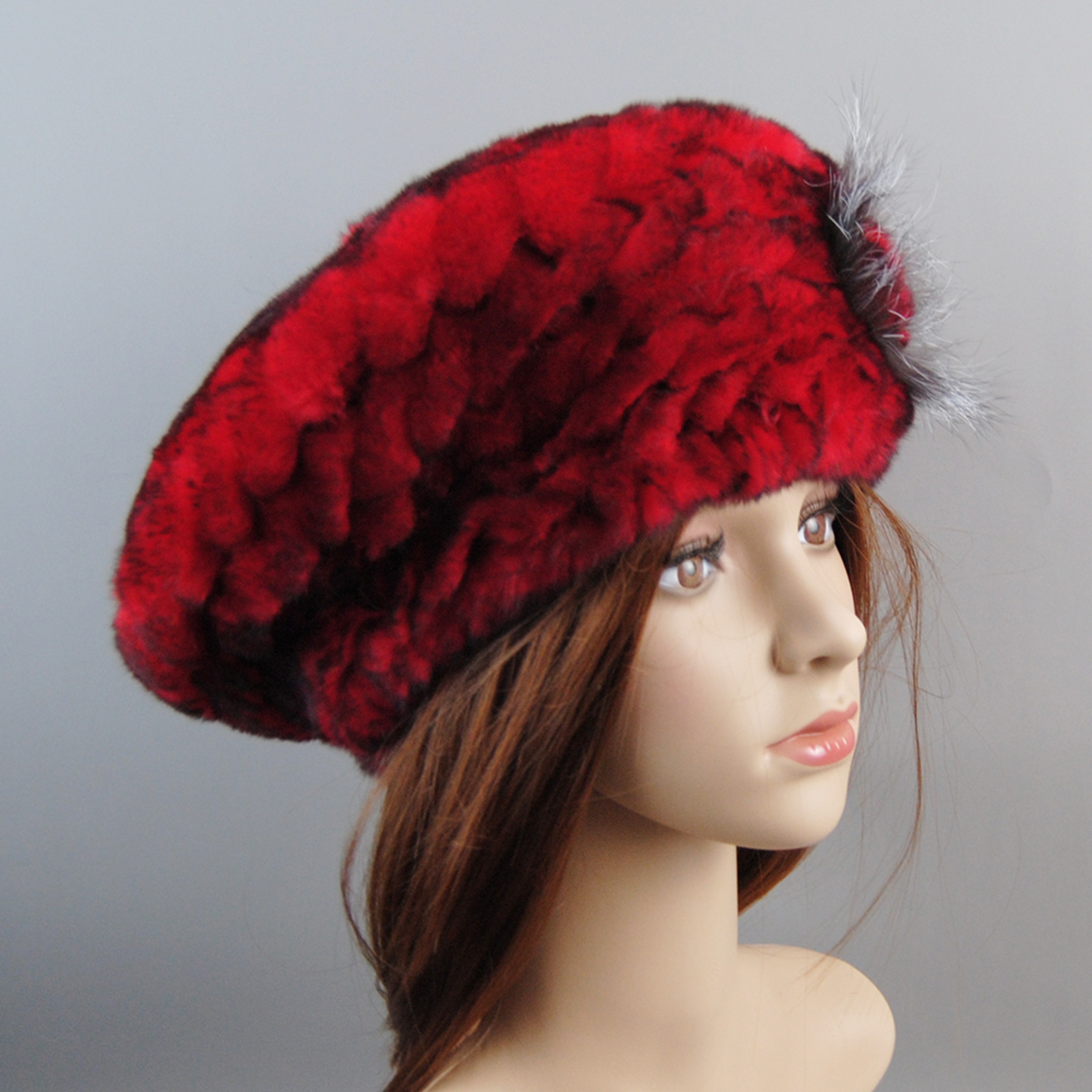 Luxury Rex Rabbit Fur Hat Scarf Set For Women Warm Winter Knit Accessories 15
