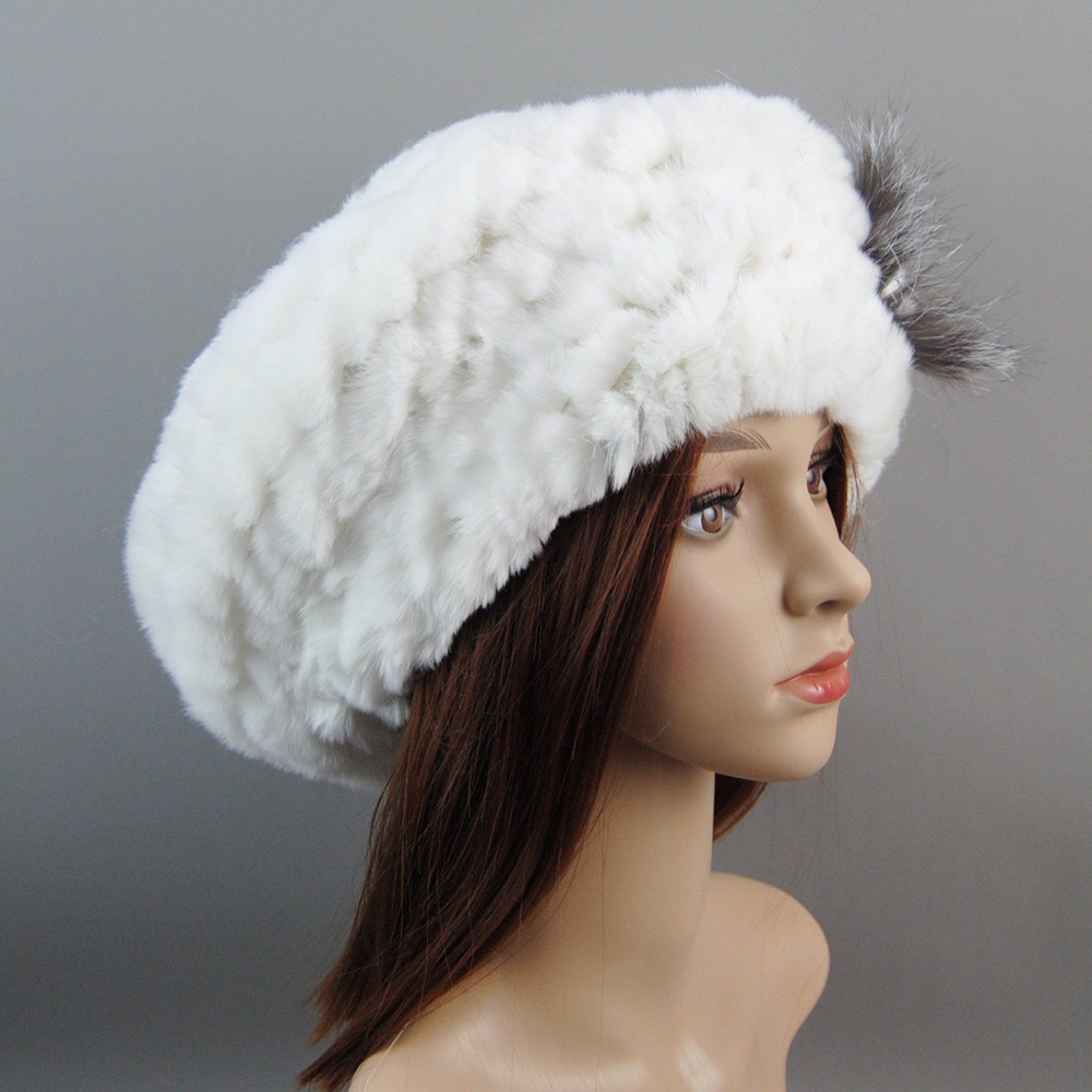 Luxury Rex Rabbit Fur Hat Scarf Set For Women Warm Winter Knit Accessories 16