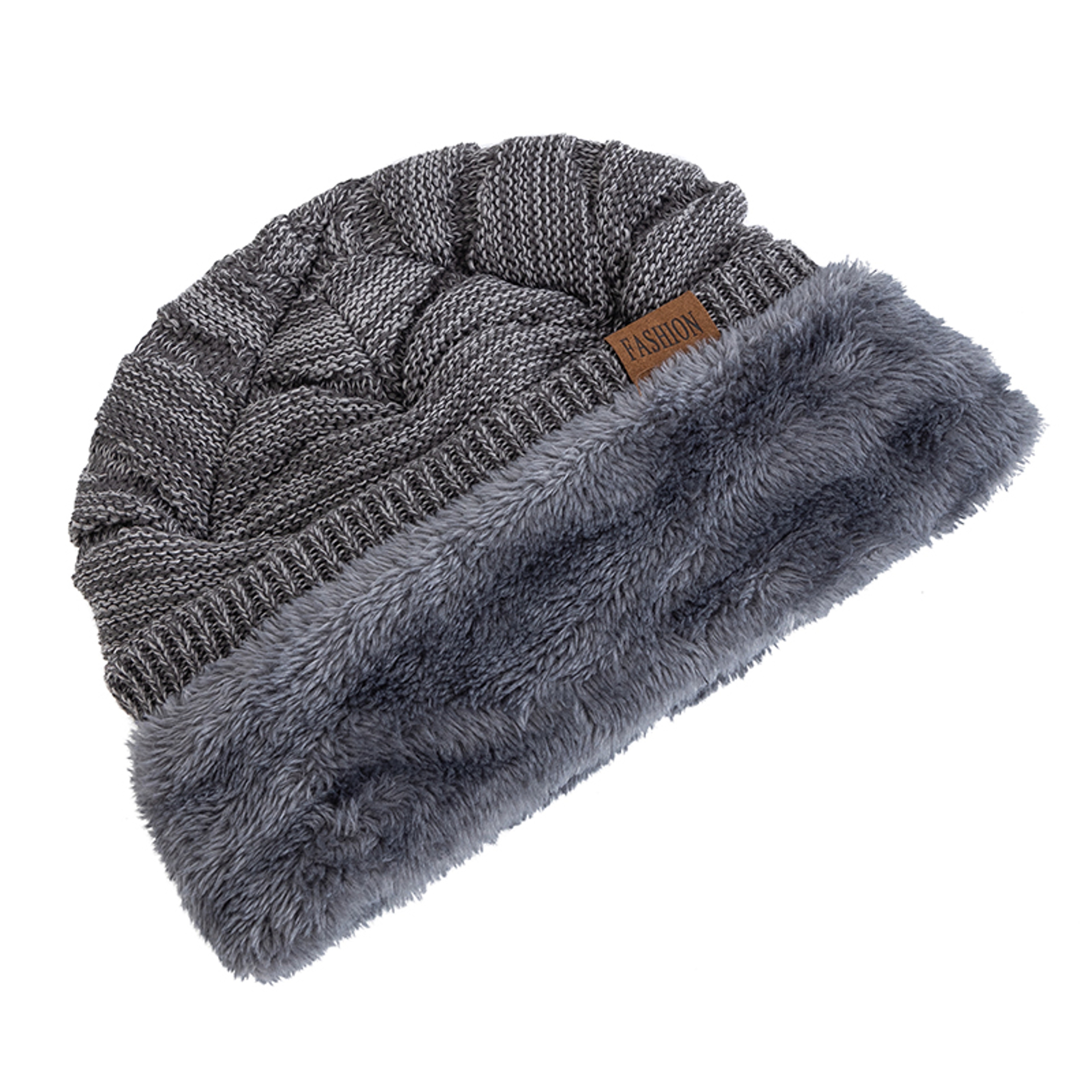 Fleece Lined Slouchy Beanie Warm Unisex Winter Knit Hat – view 4