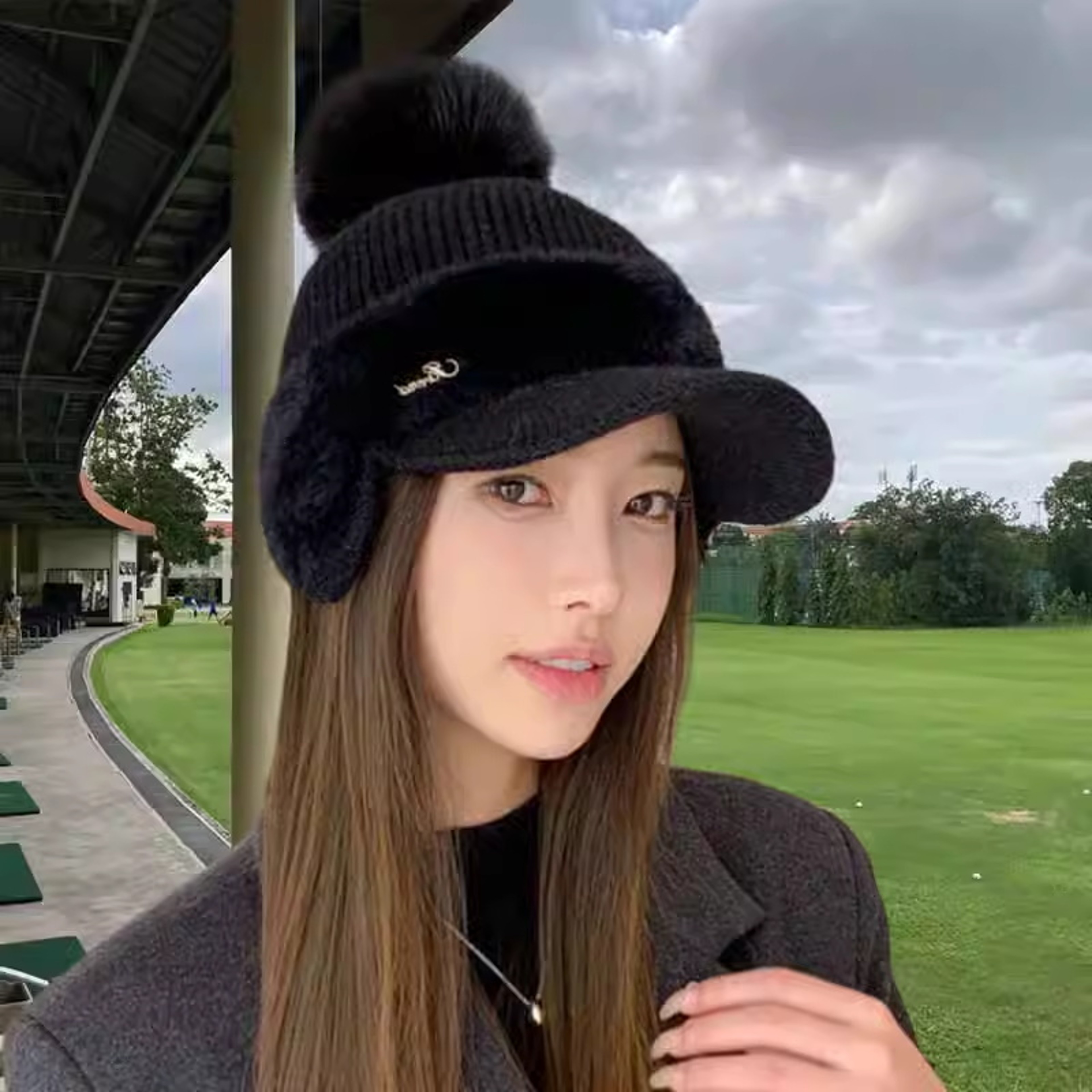 Womens Winter Hat Warm Ponytail Beanie Ear Flap Knit Visor Cap 8