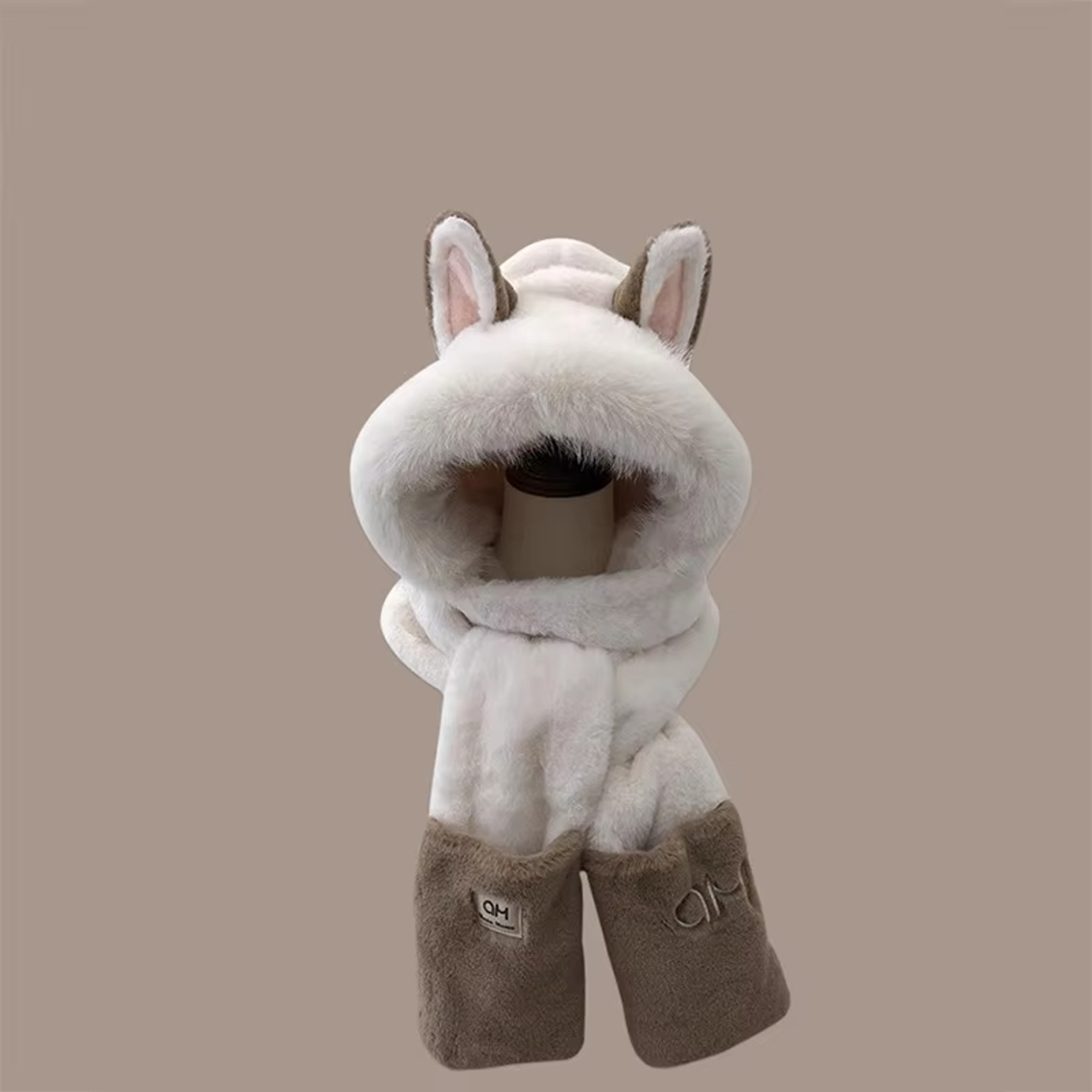 Cozy Plush Hood Scarf Faux Fur Winter Hat with Ear Protection – view 3