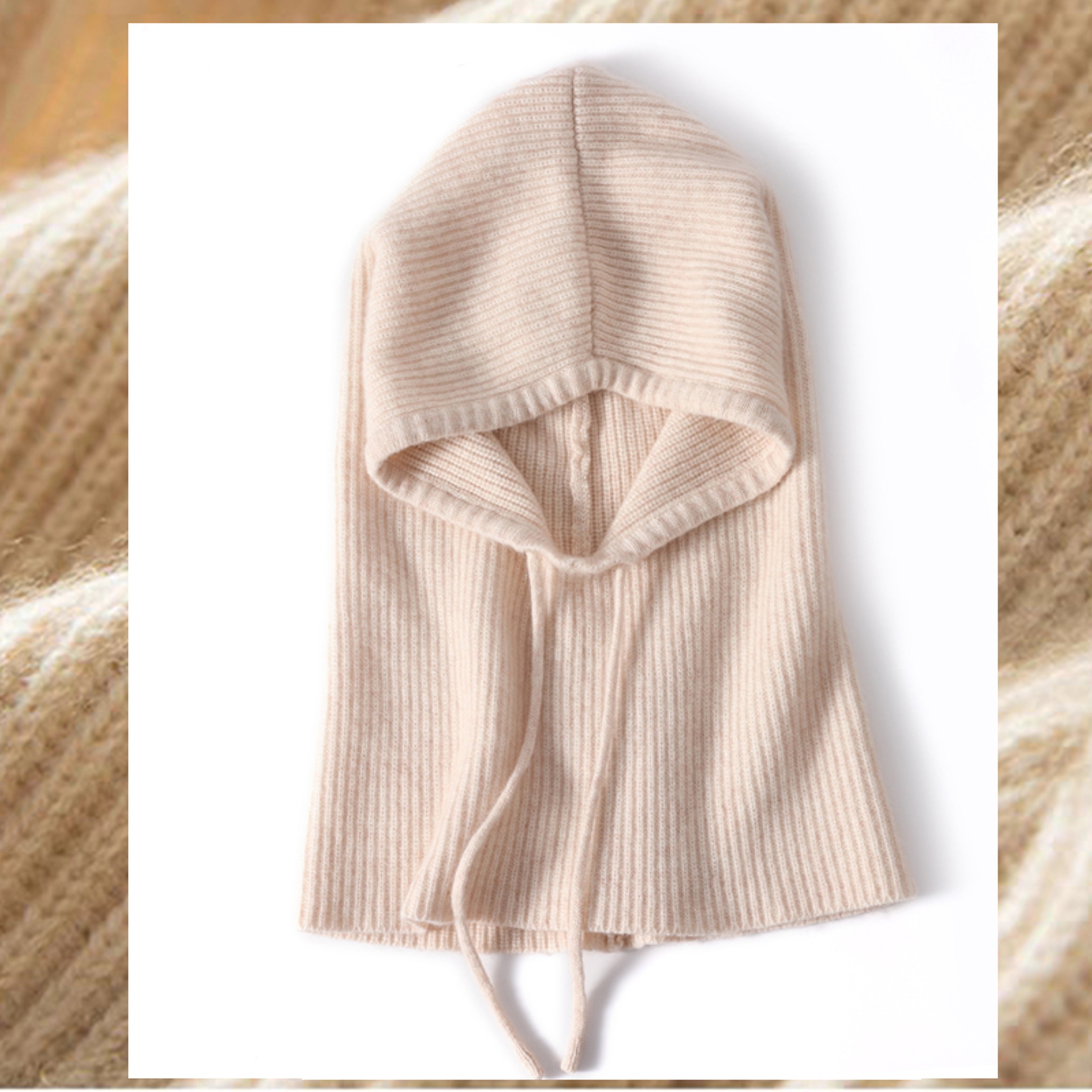 100% Wool Balaclava Warm Knitted Hood Face and Neck Warmer – view 2