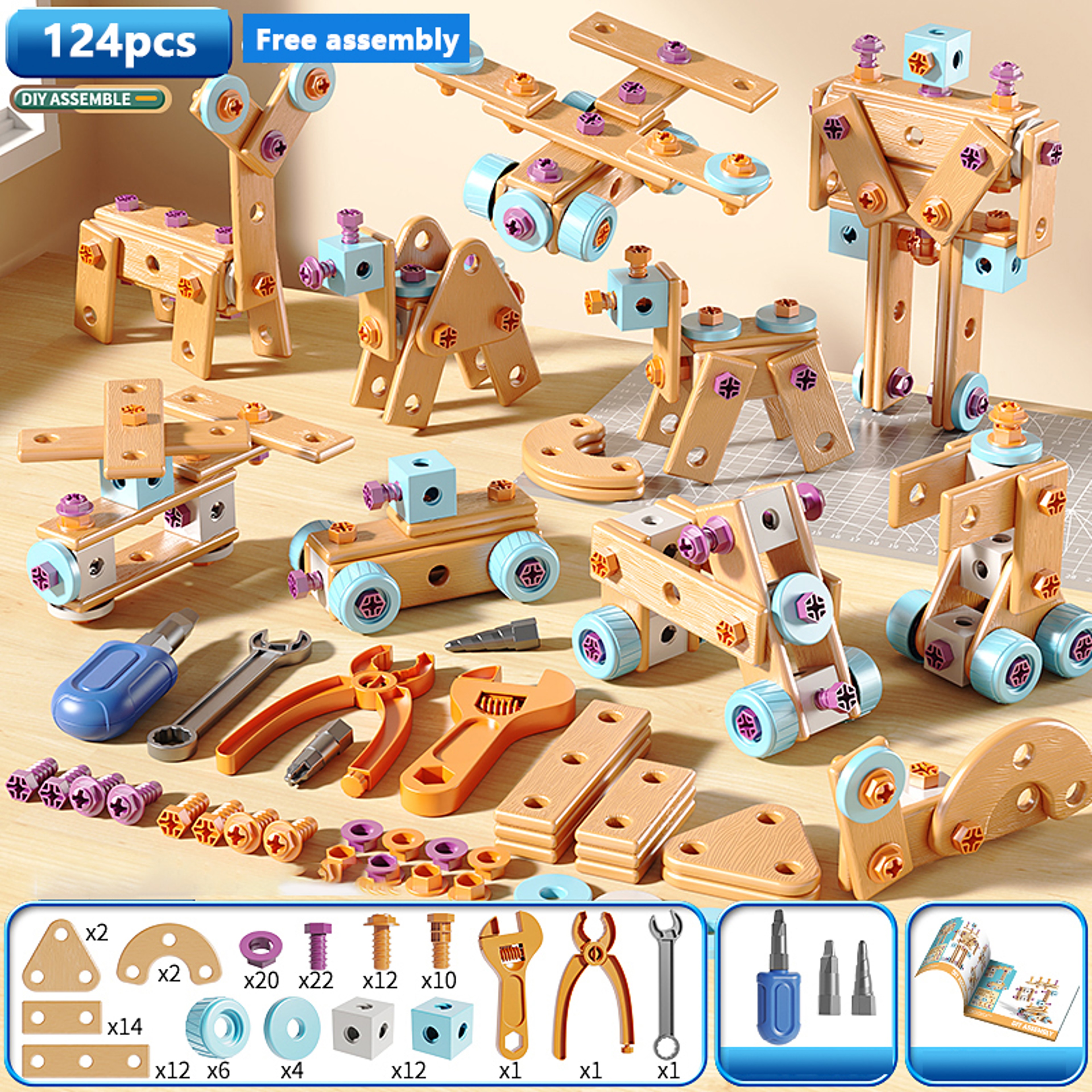DIY Kids Tool Set Nut And Bolt Educational Construction Toy 9