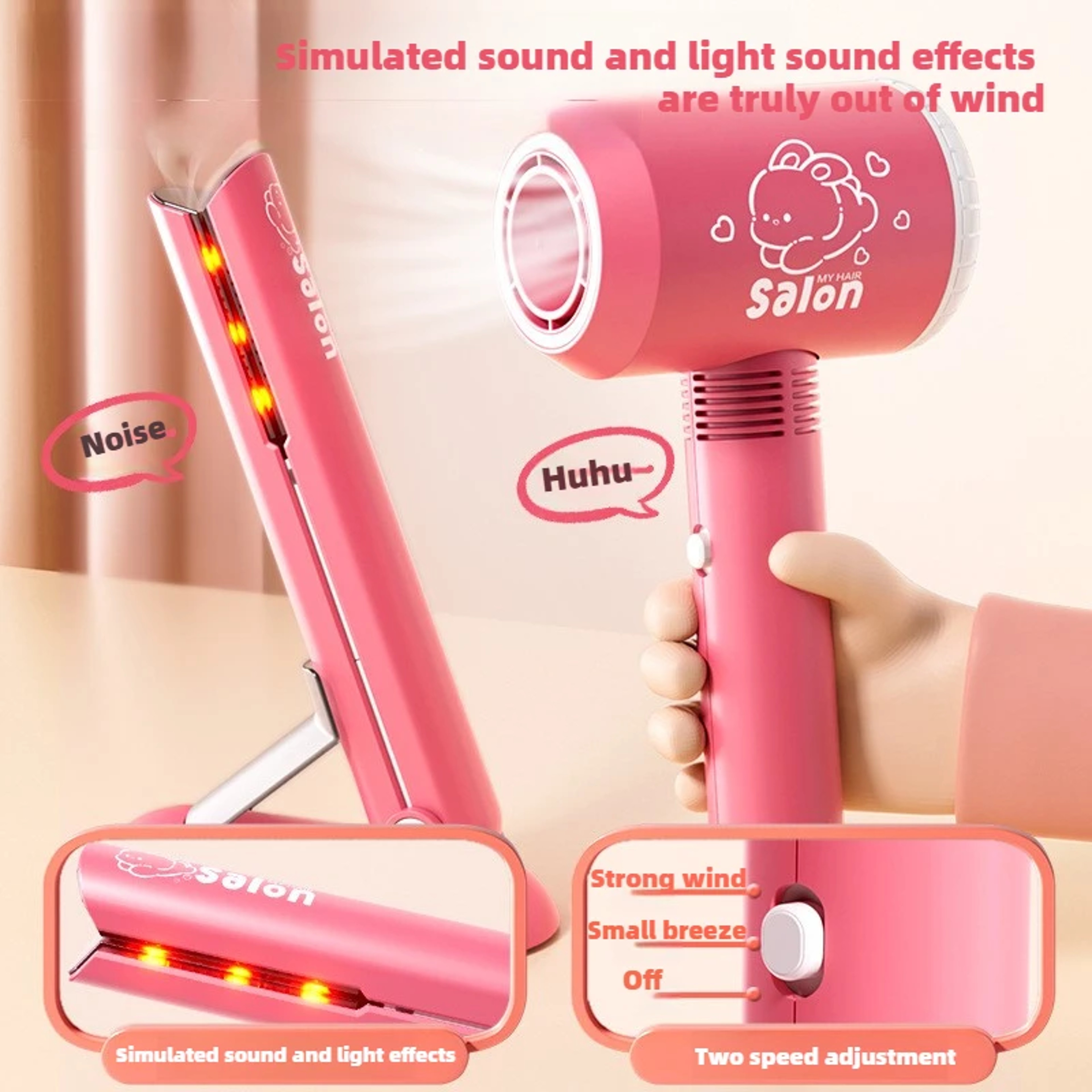 Kids Beauty Salon Set Pretend Play Hair Styling And Makeup Toy Kit 1