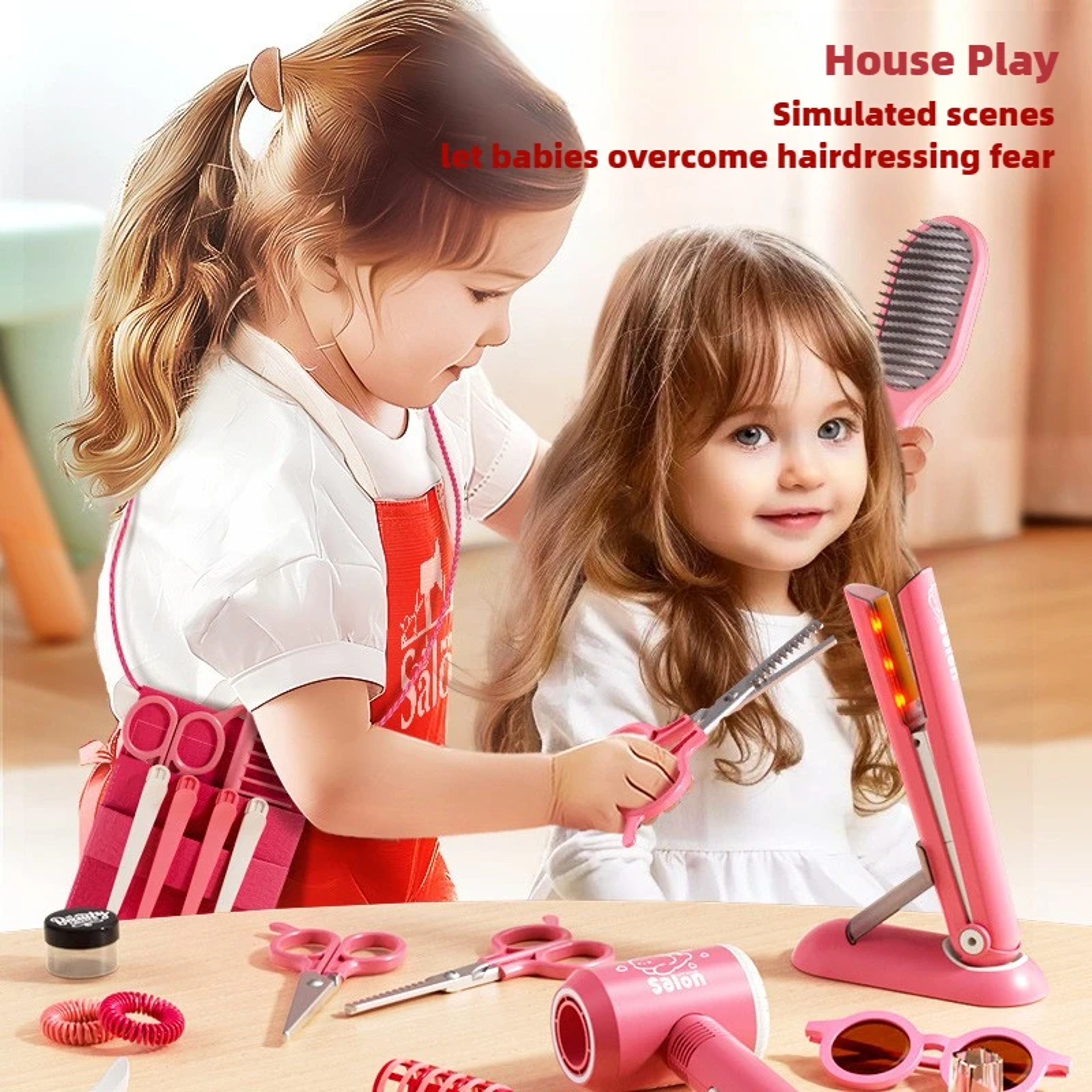 Kids Beauty Salon Set Pretend Play Hair Styling And Makeup Toy Kit 3