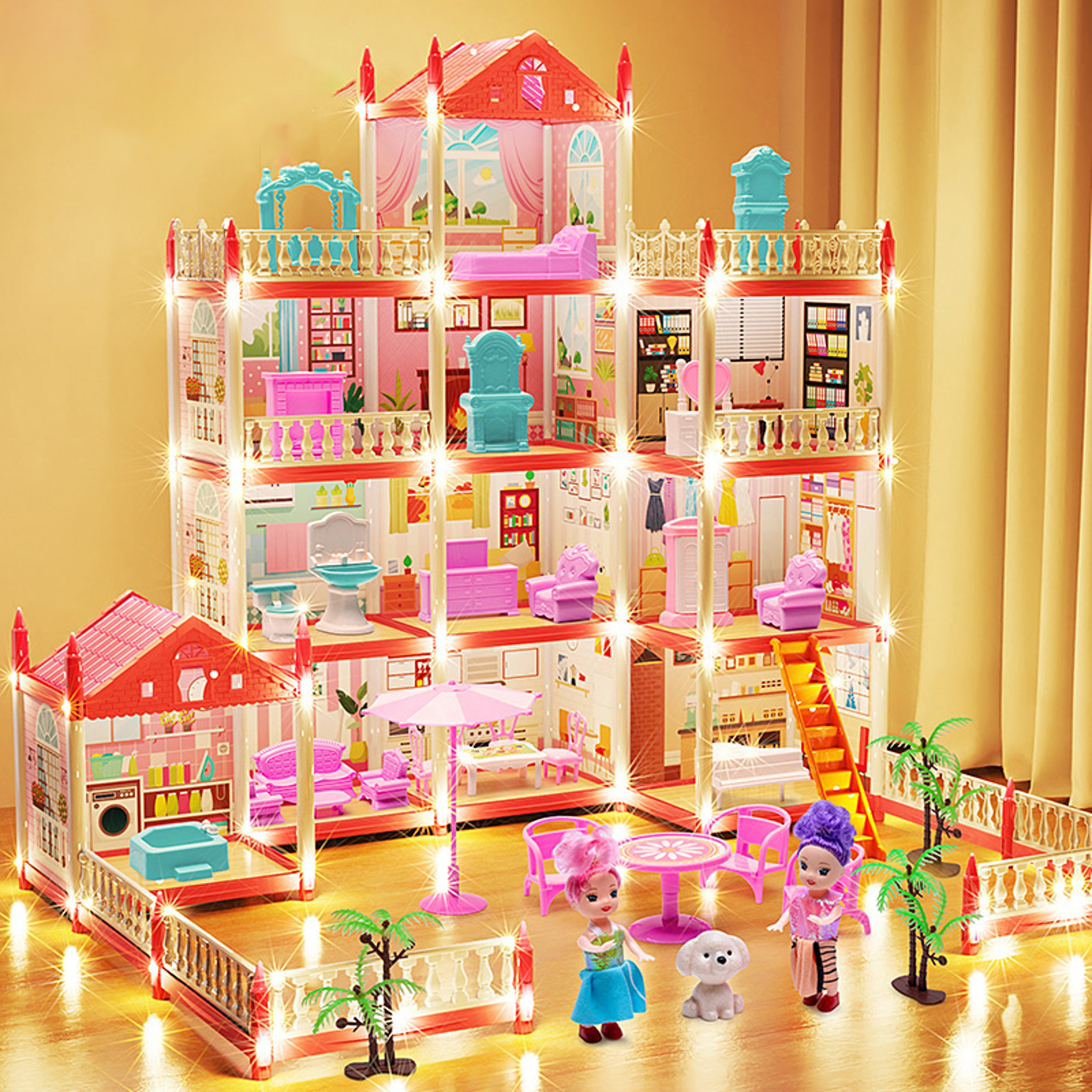 DIY Princess Castle Dollhouse Musical Kids Dream Villa Playset 1