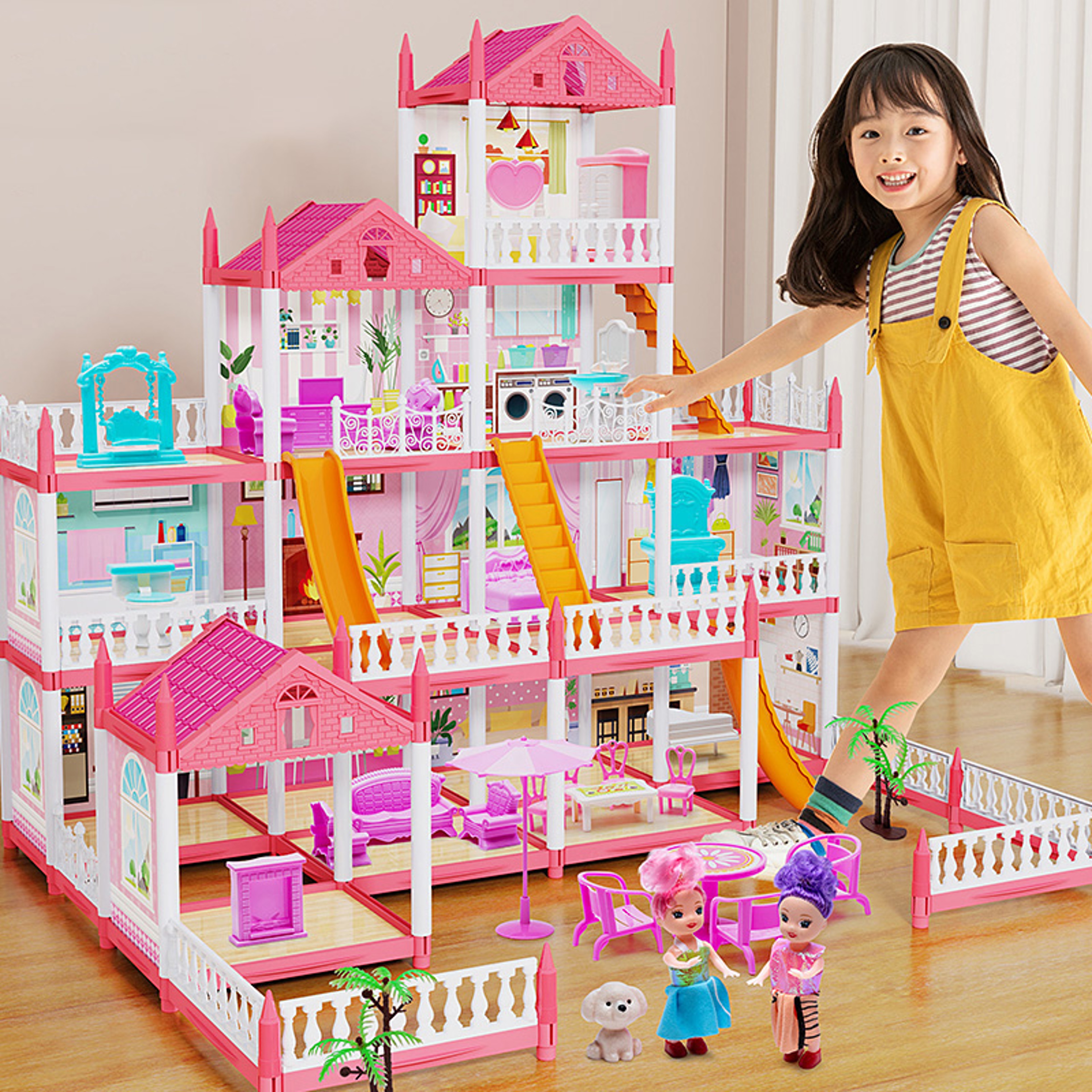 DIY Princess Castle Dollhouse Musical Kids Dream Villa Playset 3