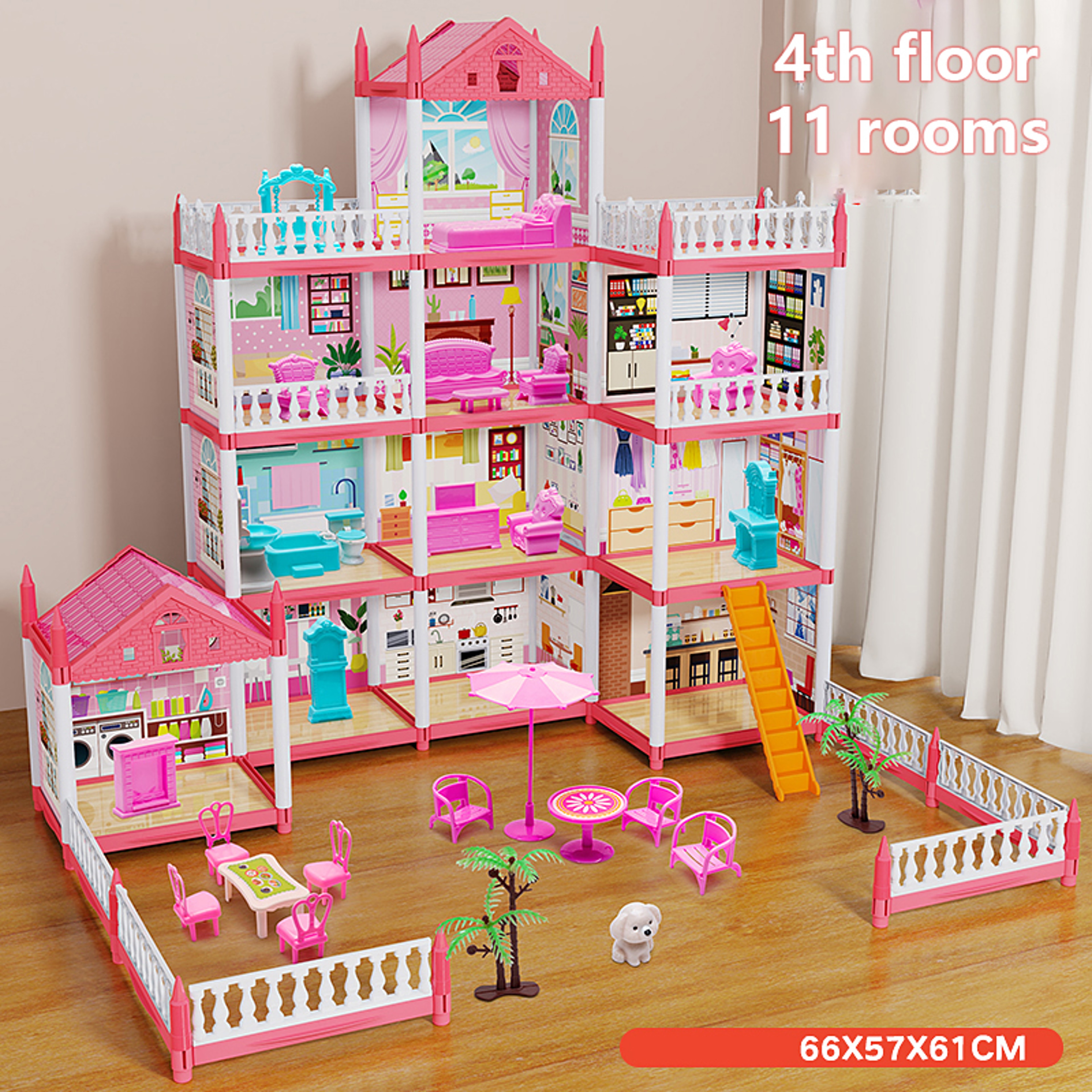 DIY Princess Castle Dollhouse Musical Kids Dream Villa Playset 8