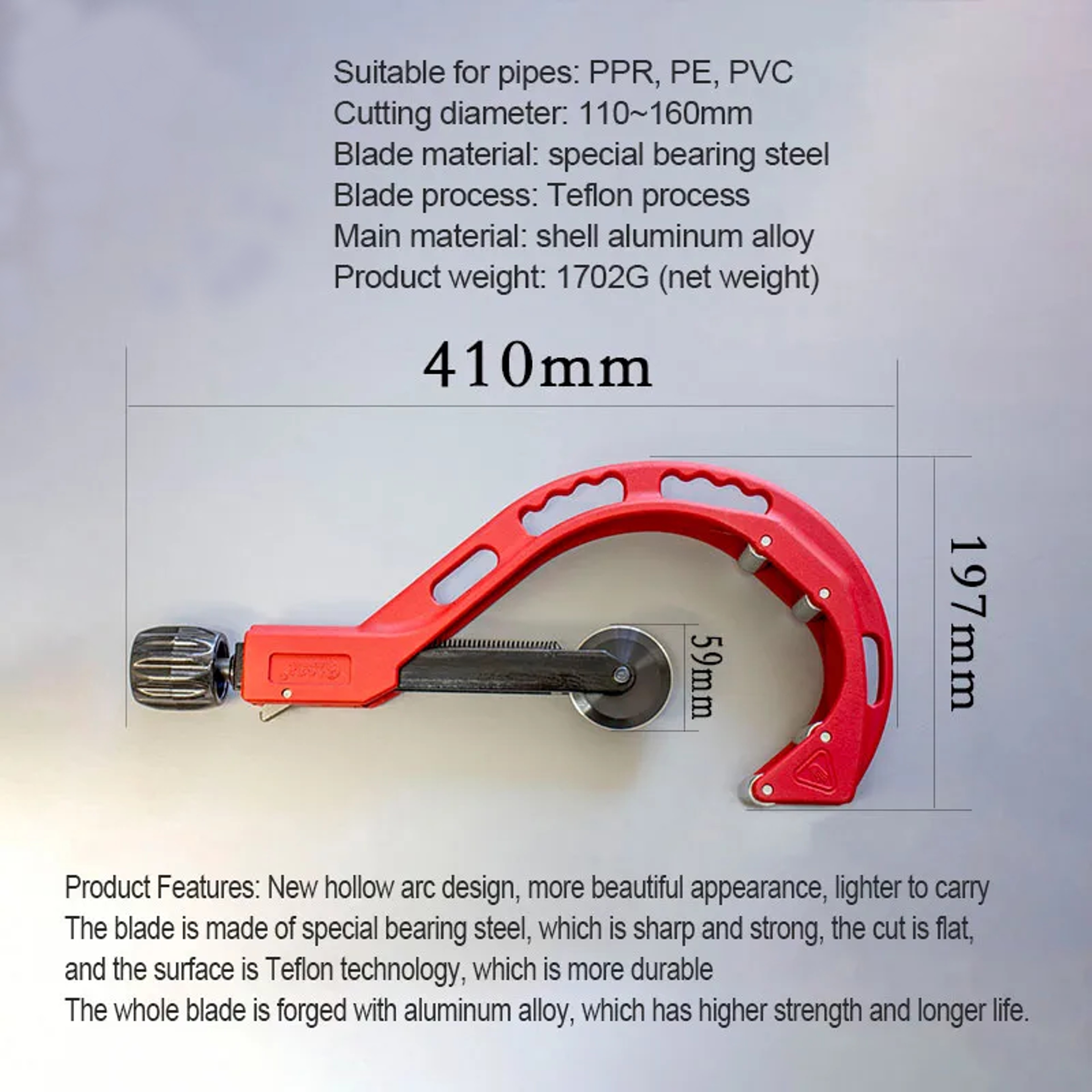 Heavy Duty PVC Pipe Cutter Alloy Steel PPR PE Plastic Tube Cutting Tool 4