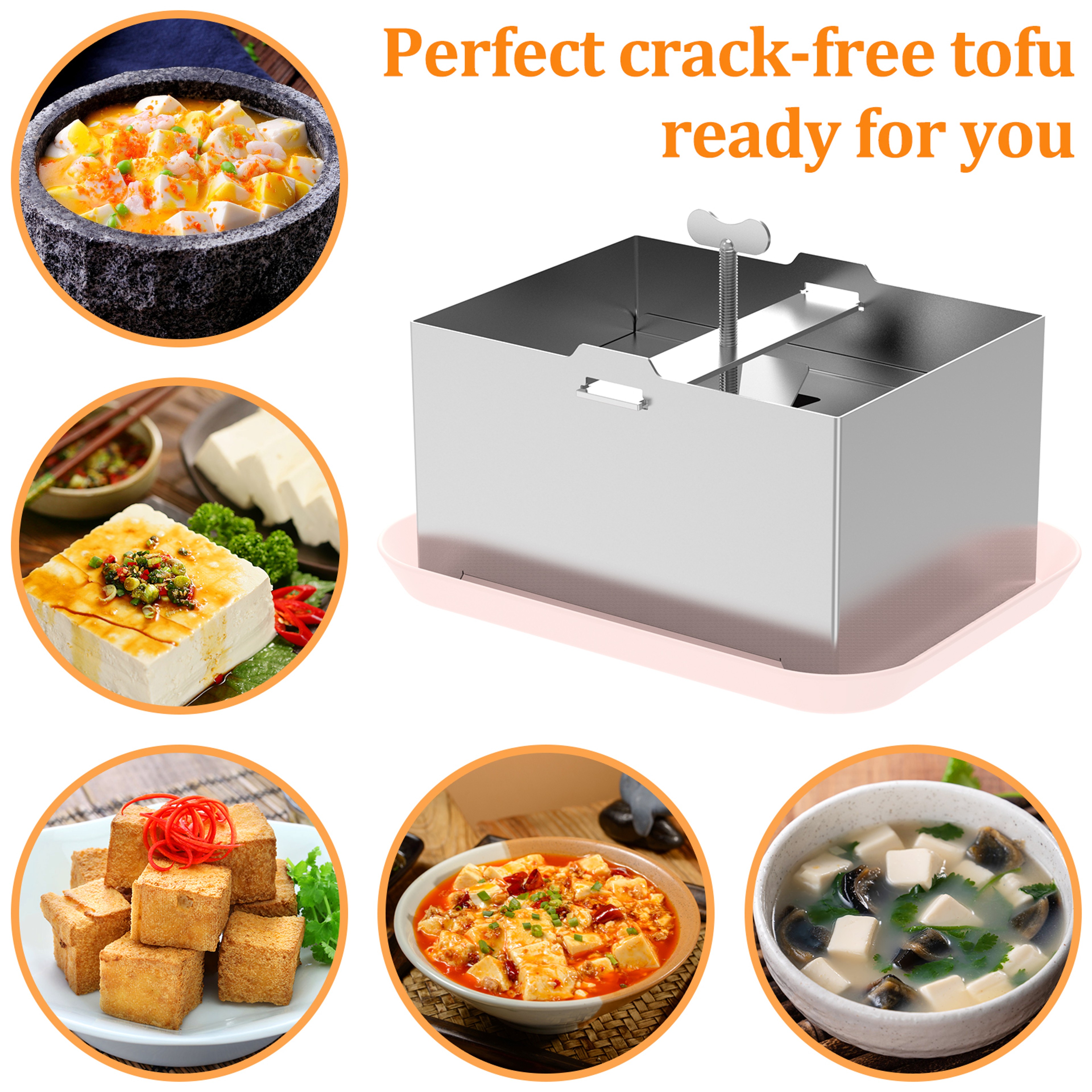 Stainless Steel Tofu Press Kit Adjustable Tofu Maker With Drip Tray 4