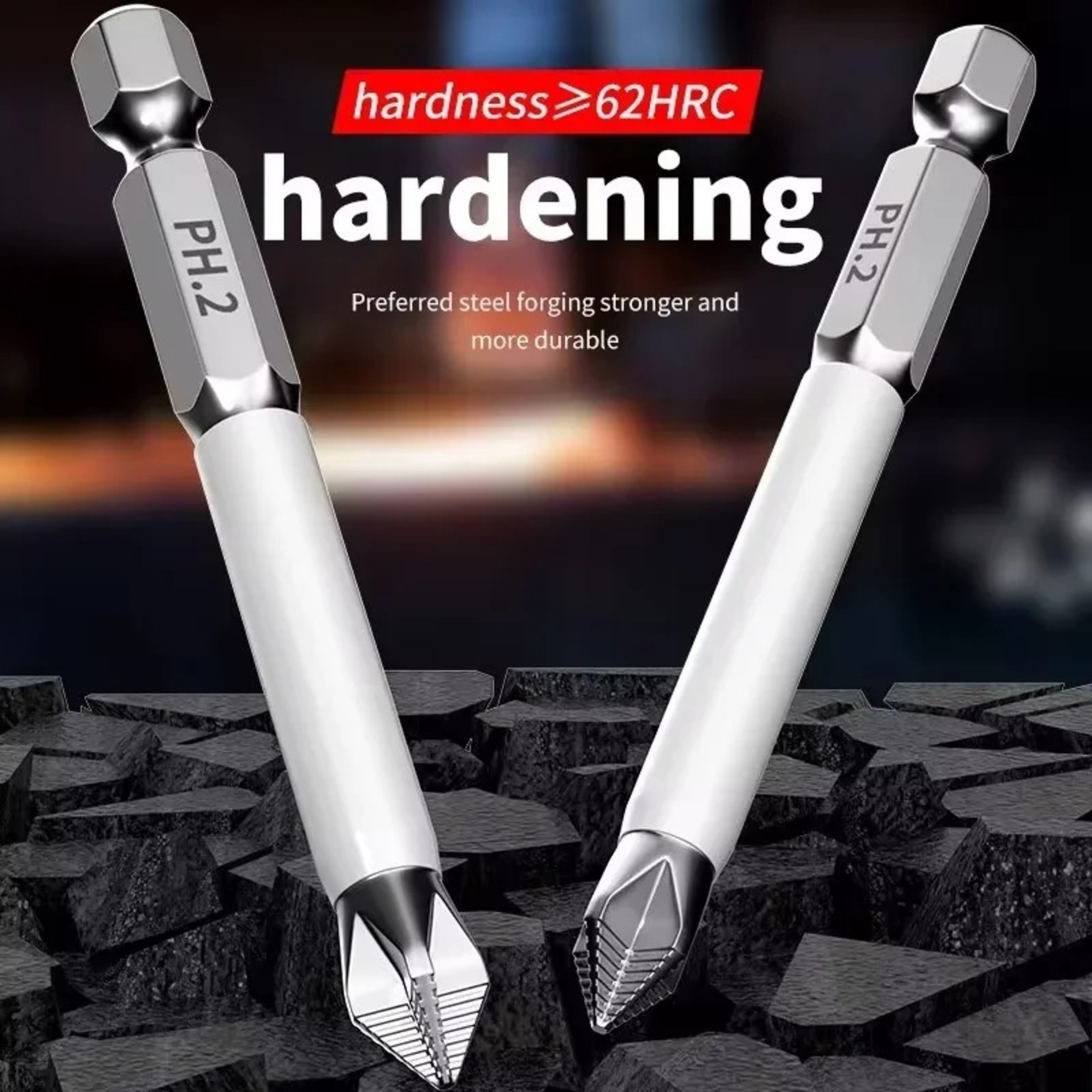 6 Piece Magnetic Phillips Screwdriver Bit Set S2 Steel 1 4 Inch Hex Bits 4