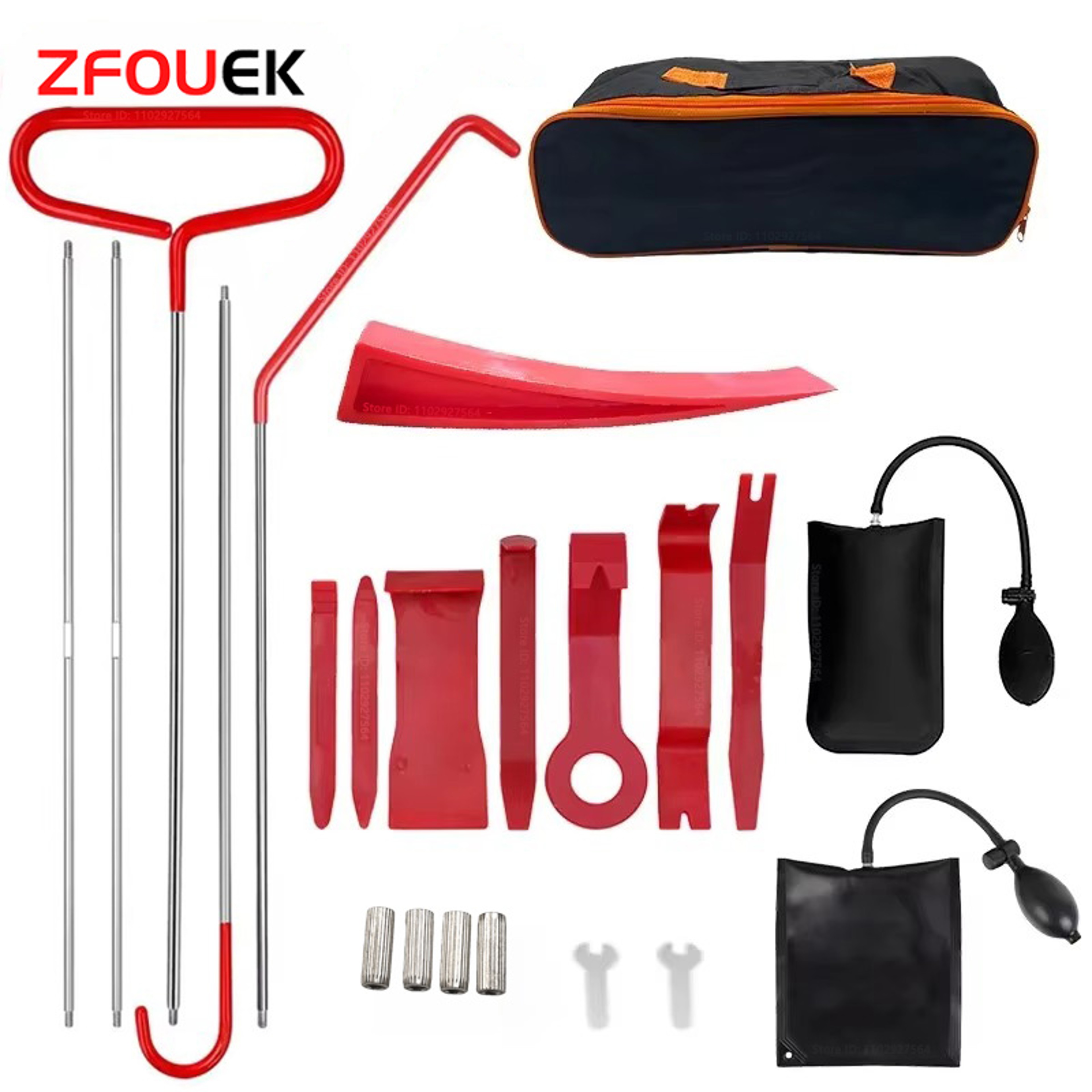 Car Door Tool Kit With Air Wedge Pump Long Reach Grabber And Trim Removal Tools 2