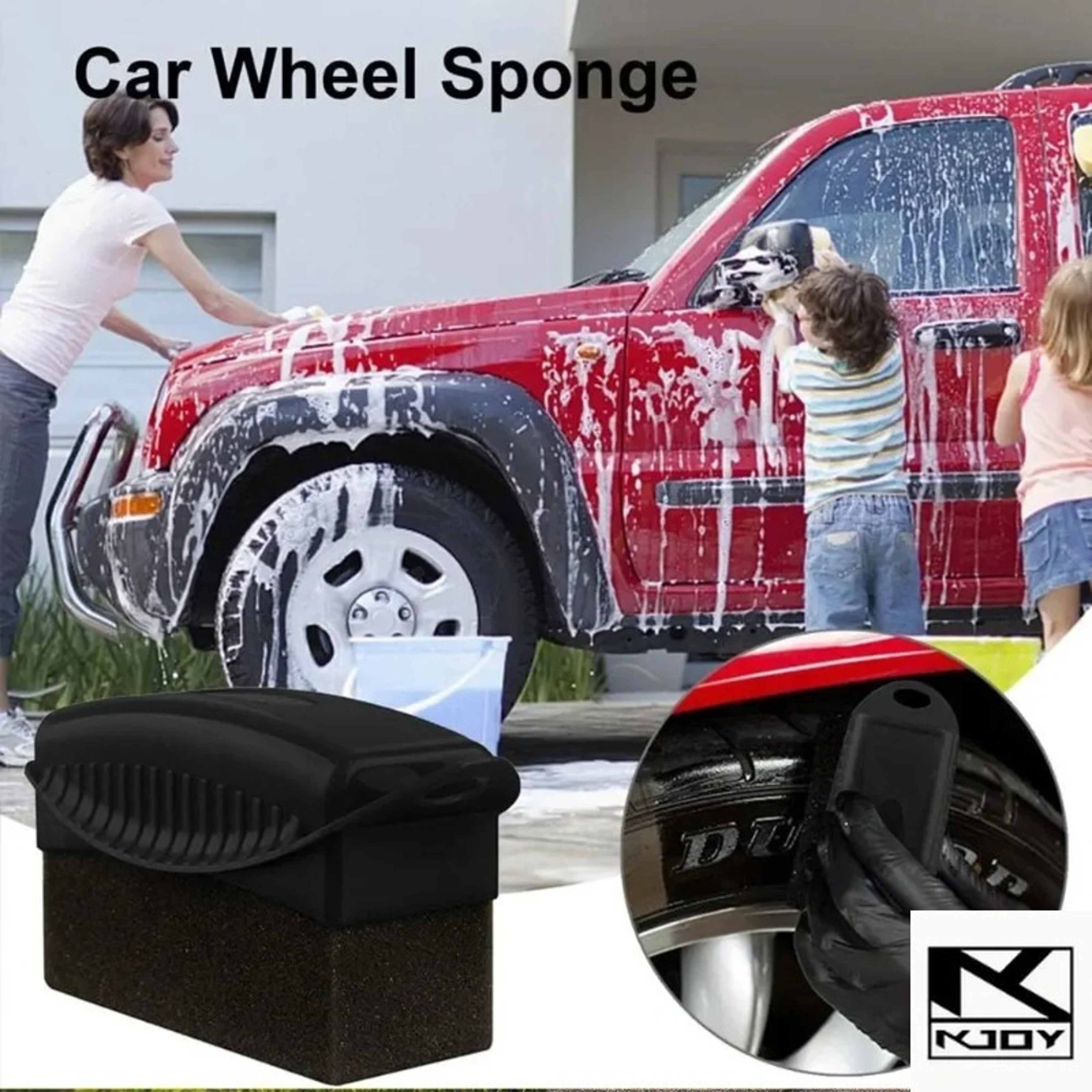 2PCS Wheel Cleaning Sponge Rim Detailing And Tire Polishing Pads 4