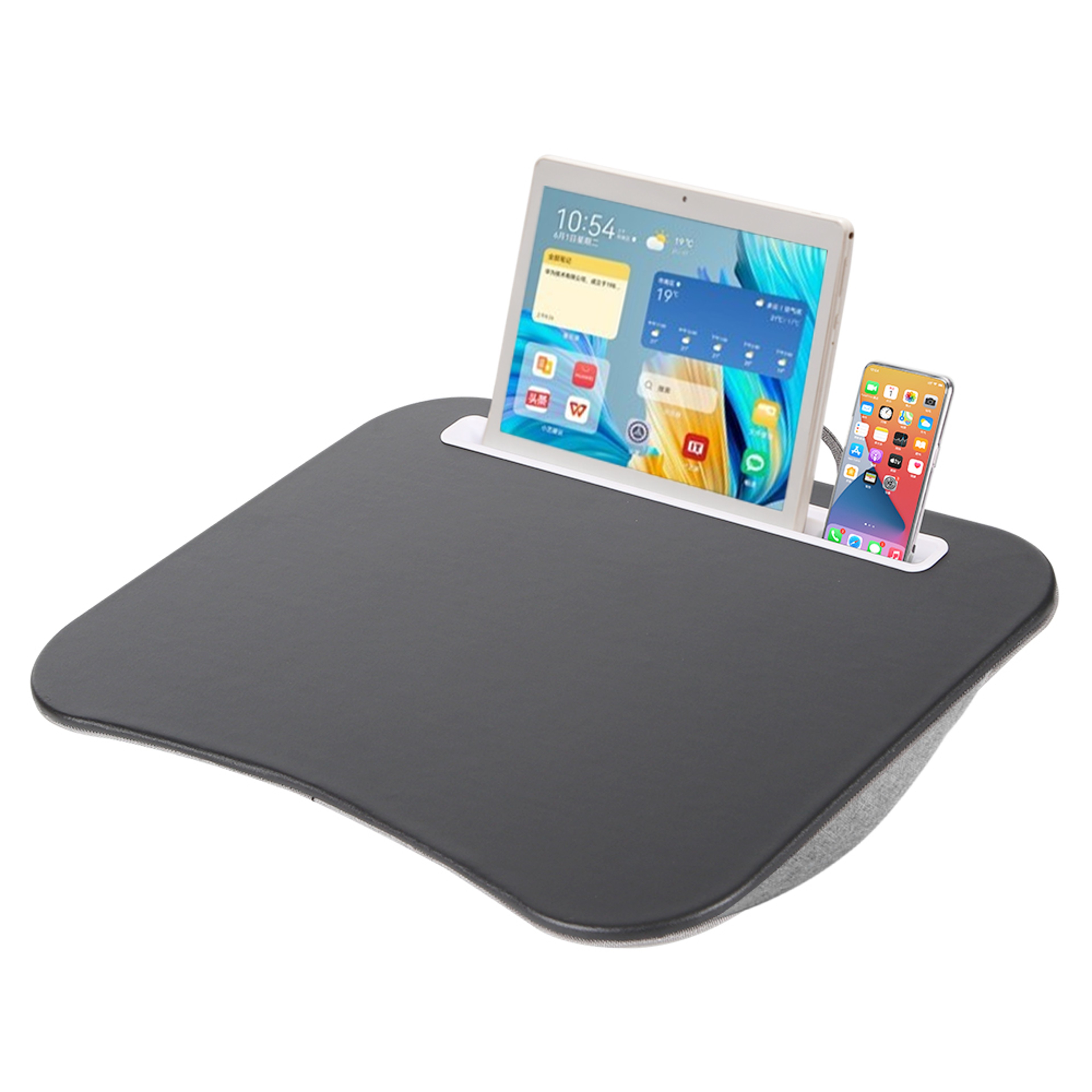 Portable Cushioned Laptop Lap Desk With Hard Mouse Pad And Wood Tray 2