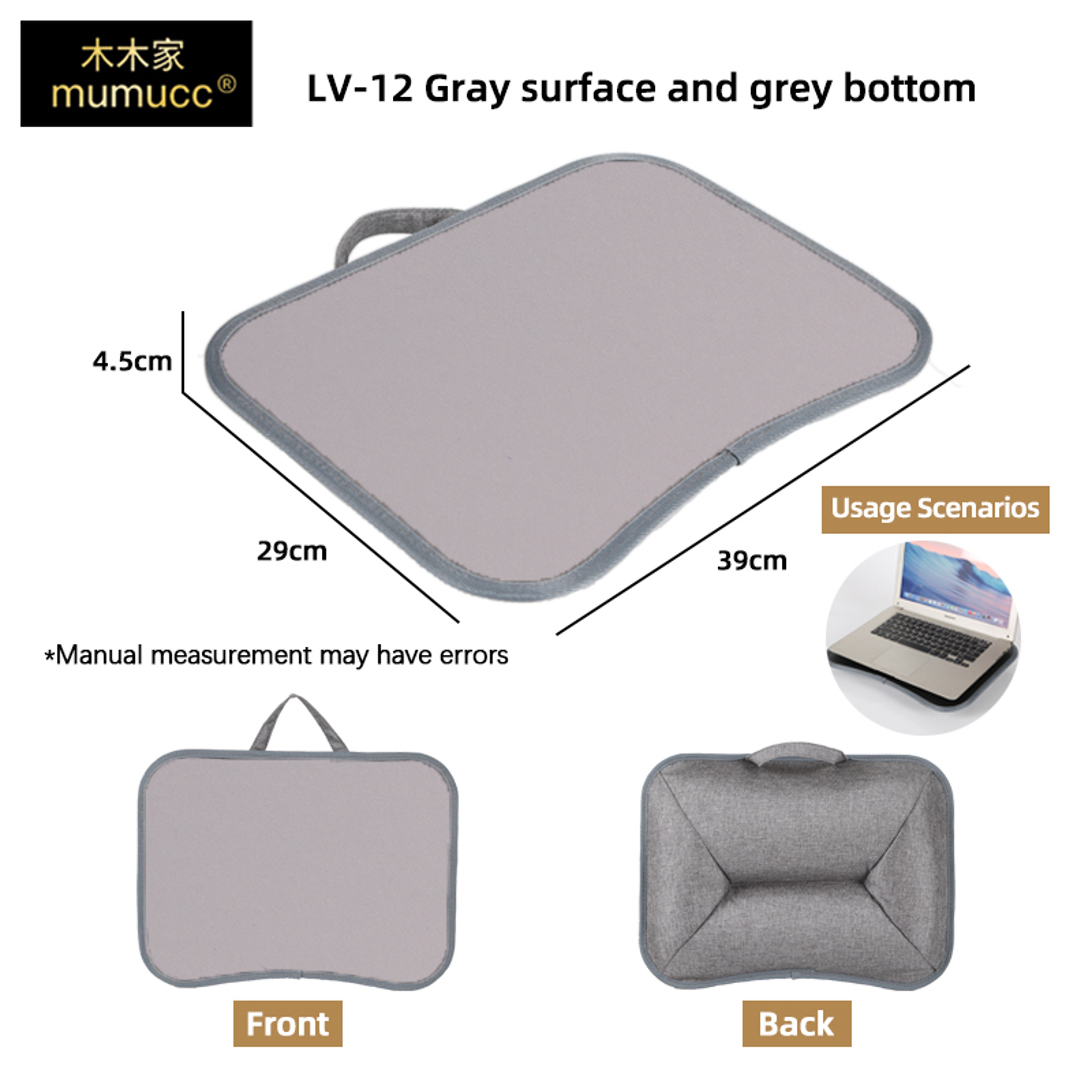 Portable Cushioned Laptop Lap Desk With Hard Mouse Pad And Wood Tray 9