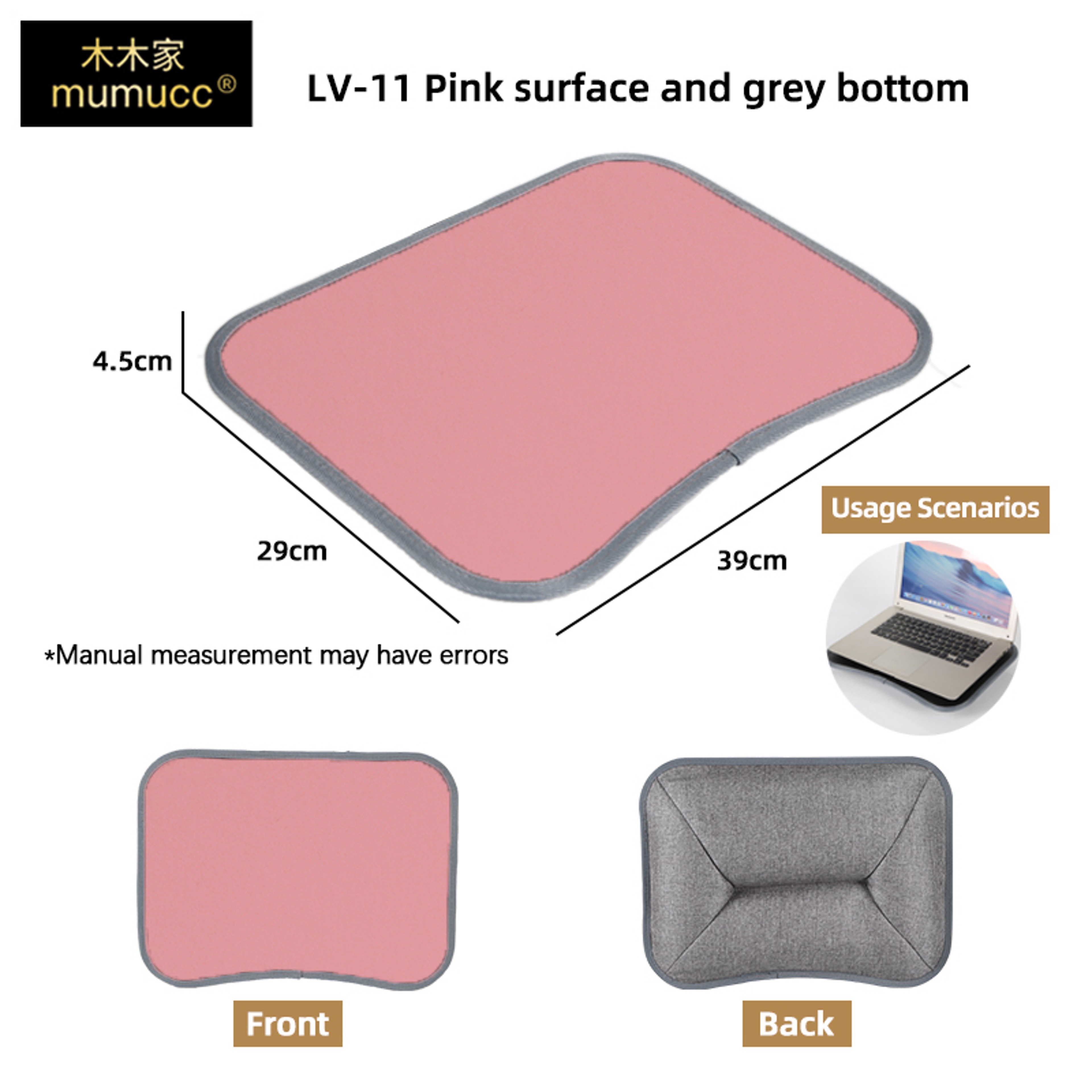 Portable Cushioned Laptop Lap Desk With Hard Mouse Pad And Wood Tray 21