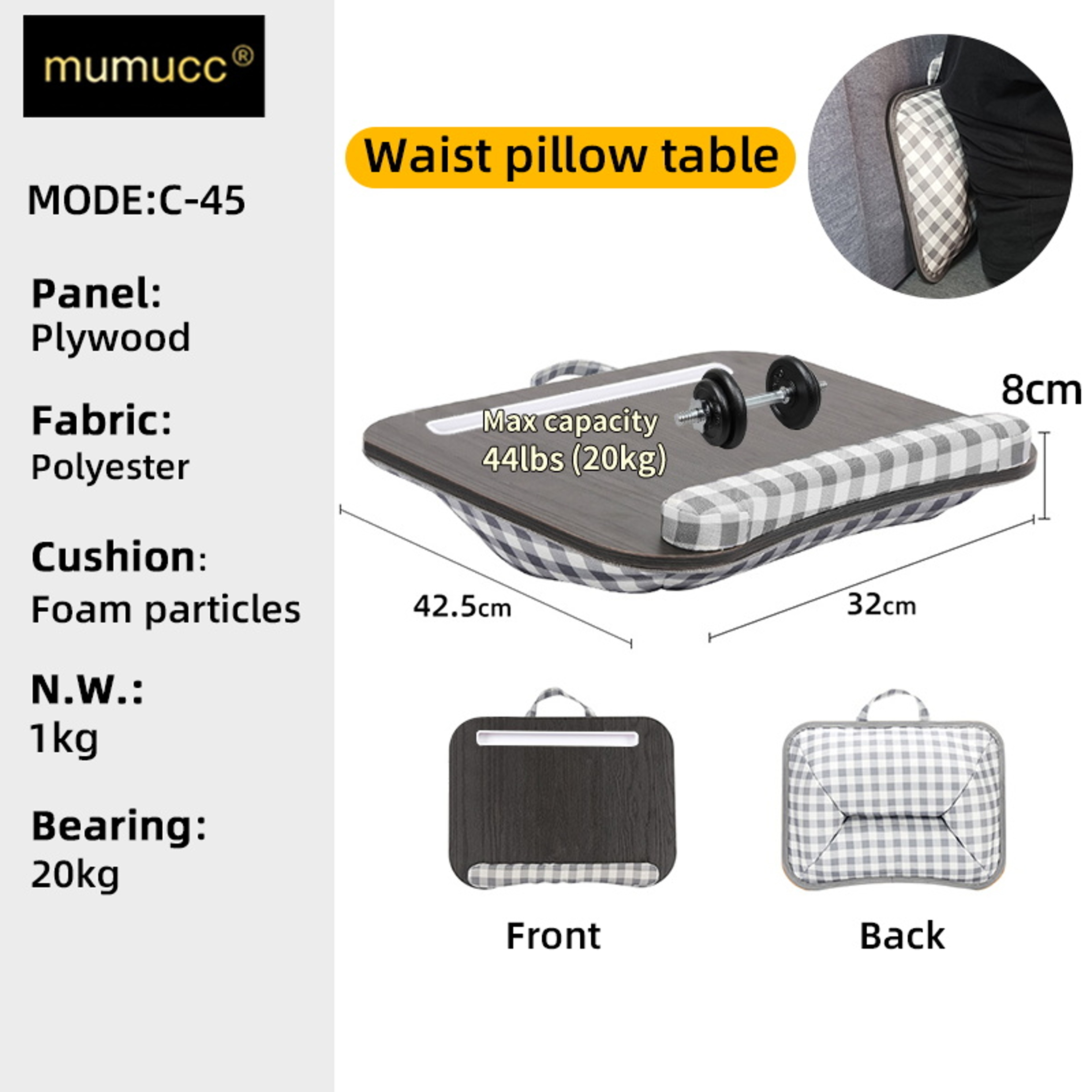 Portable Cushioned Laptop Lap Desk With Device Slots For Bed Sofa Study And Work 12