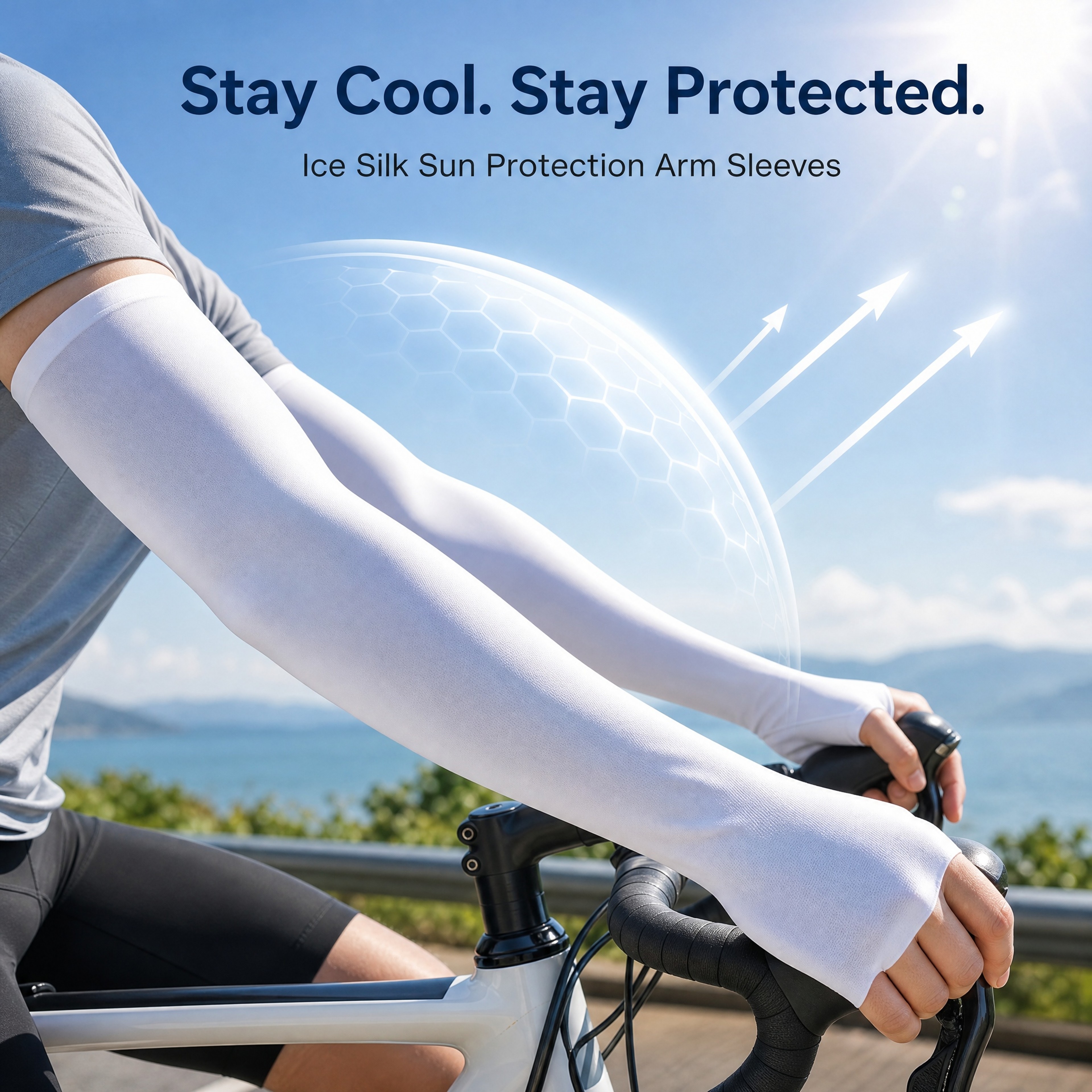 Ice Silk Sun Protective Arm Sleeves UPF 50 Breathable Polyester For Cycling And Sports 1