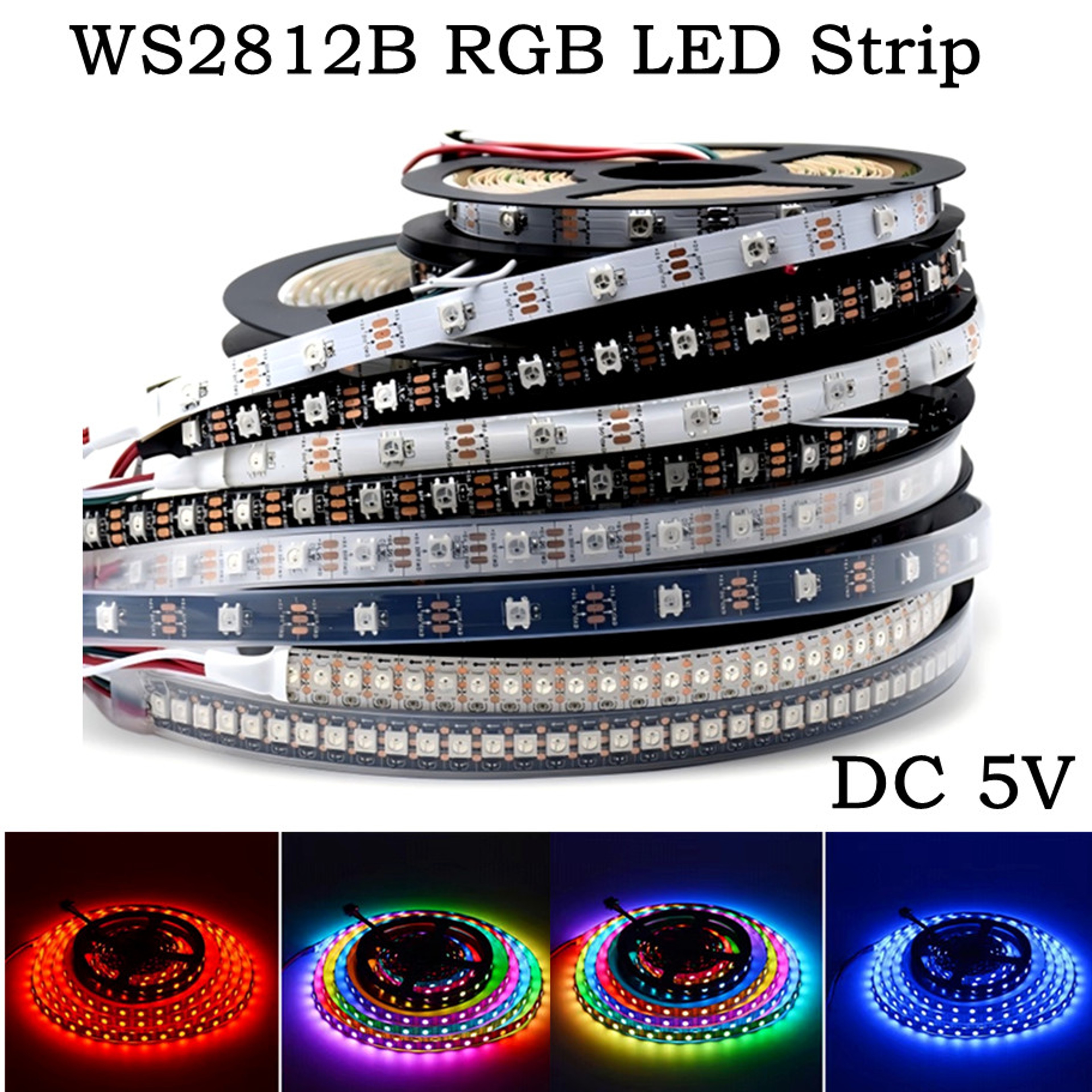 5V WS2812B RGBIC LED Strip With Individually Addressable 5050 LEDs 30 60 Or 144 LEDs Per Meter 1