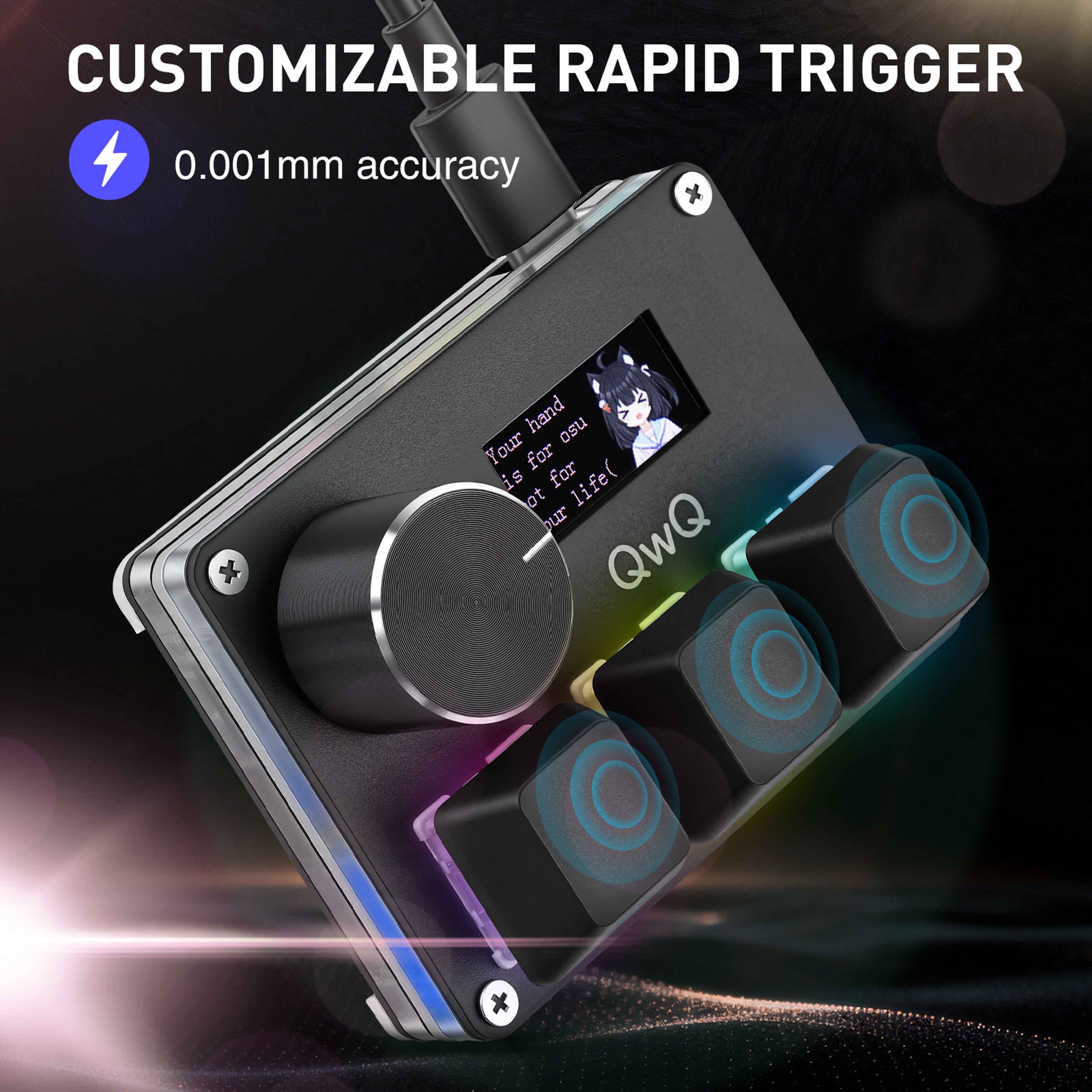 Mini Gaming Keyboard With Rapid Trigger Hall Switches RGB Backlight And USB Connection 2