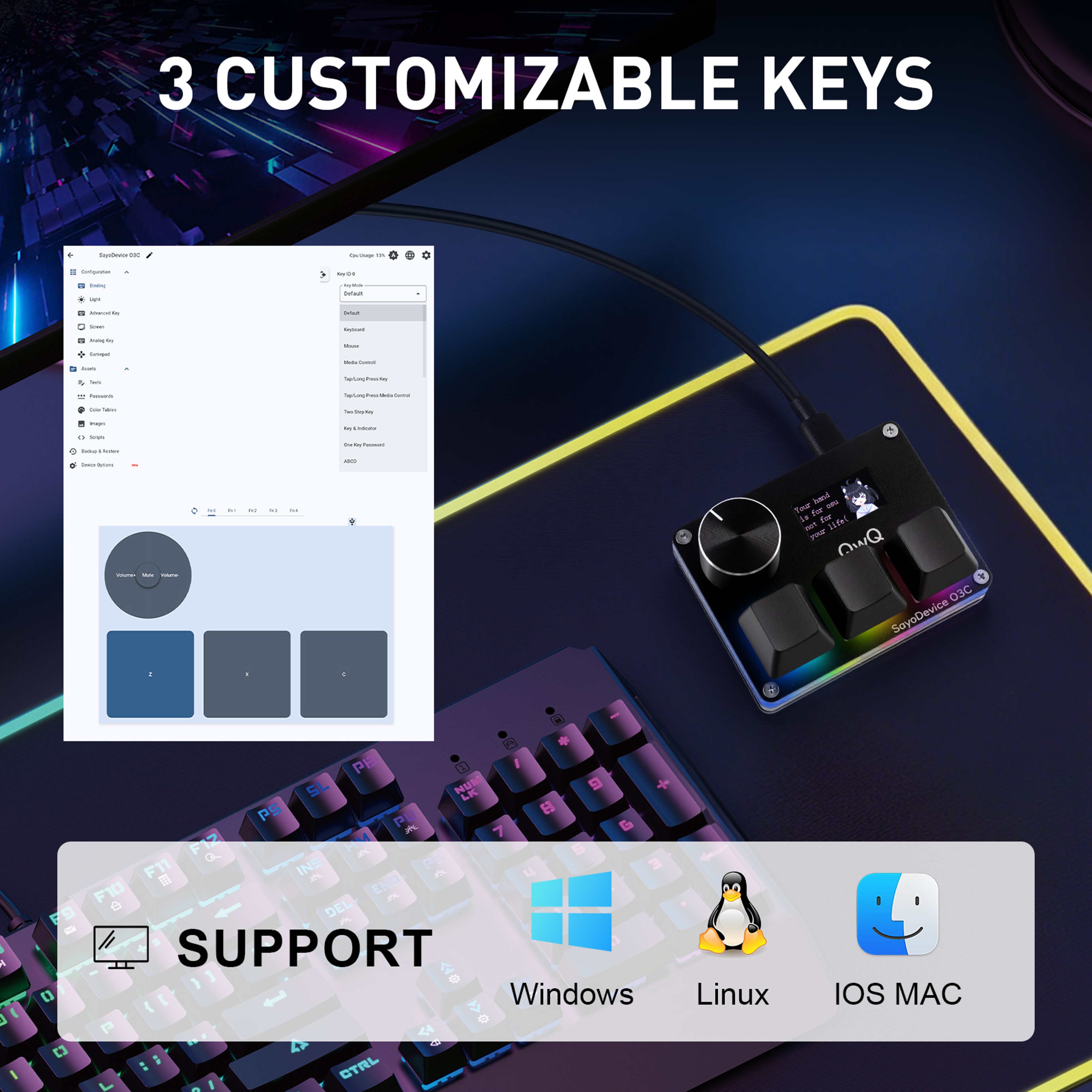 Mini Gaming Keyboard With Rapid Trigger Hall Switches RGB Backlight And USB Connection 4