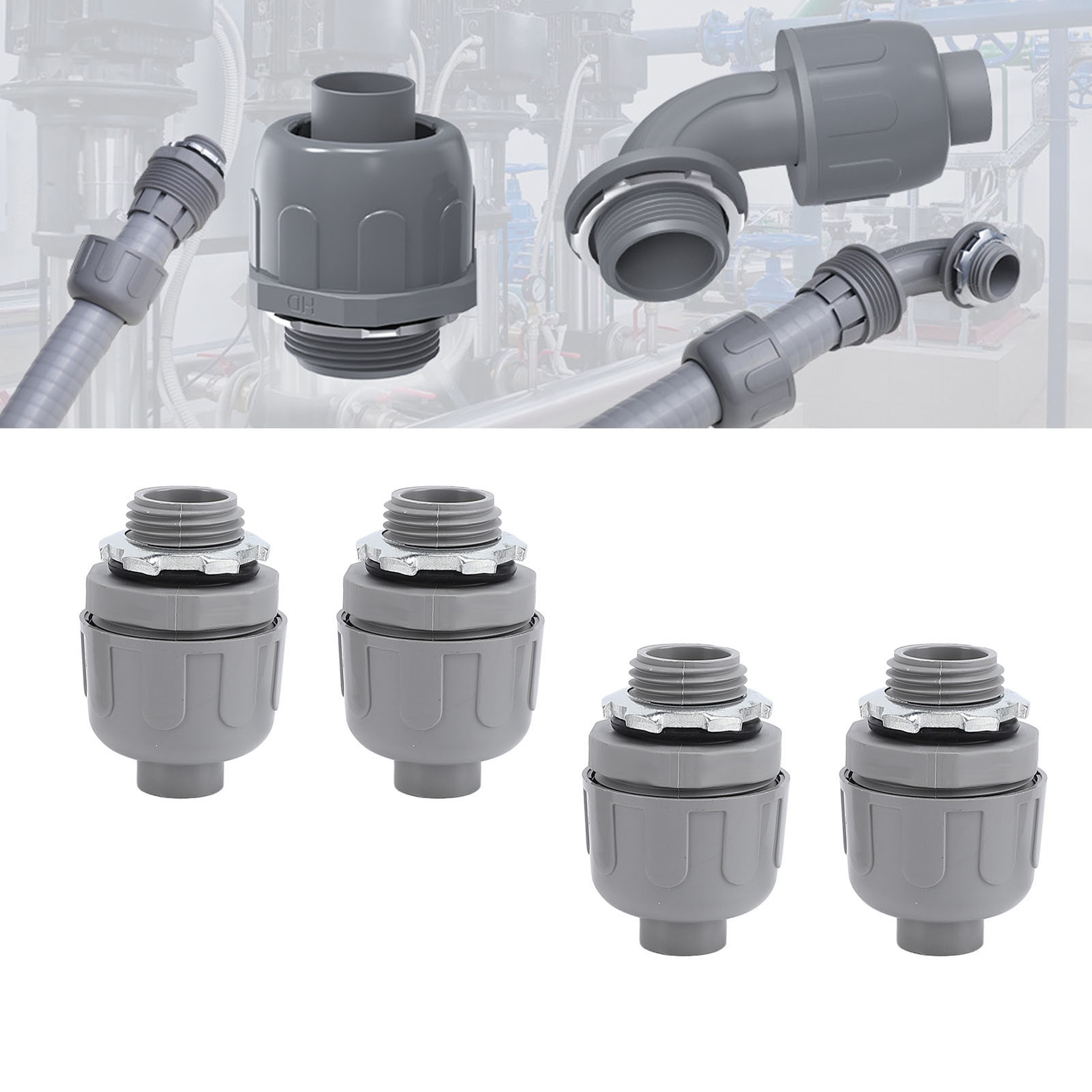 10-Pack Liquid Tight Conduit Connectors – 1 Inch NPT Nylon 6 Electrical Fittings – view 4