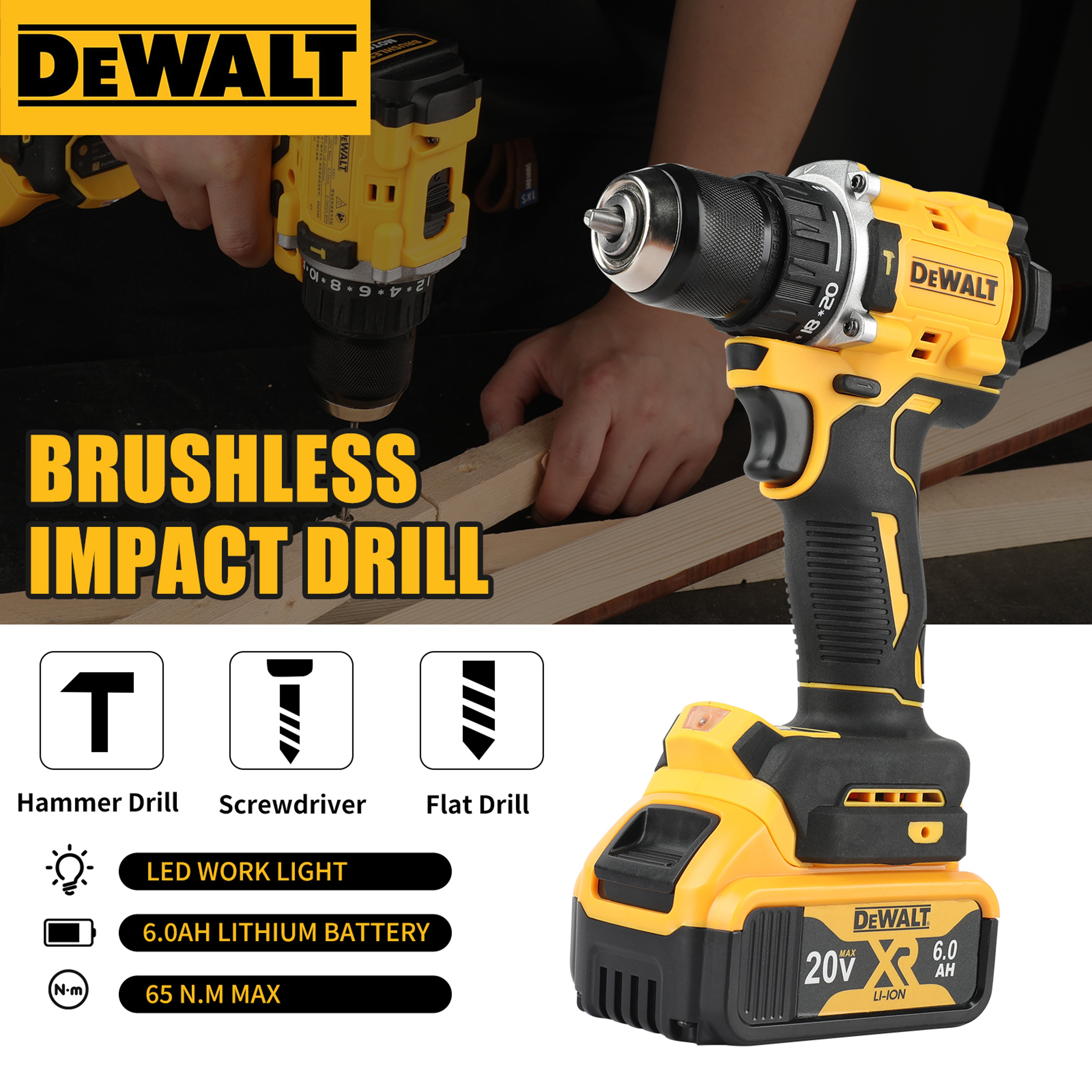 20V Cordless Brushless Drill  Handheld Electric Drill With Dual Working Modes For Home DIY 1
