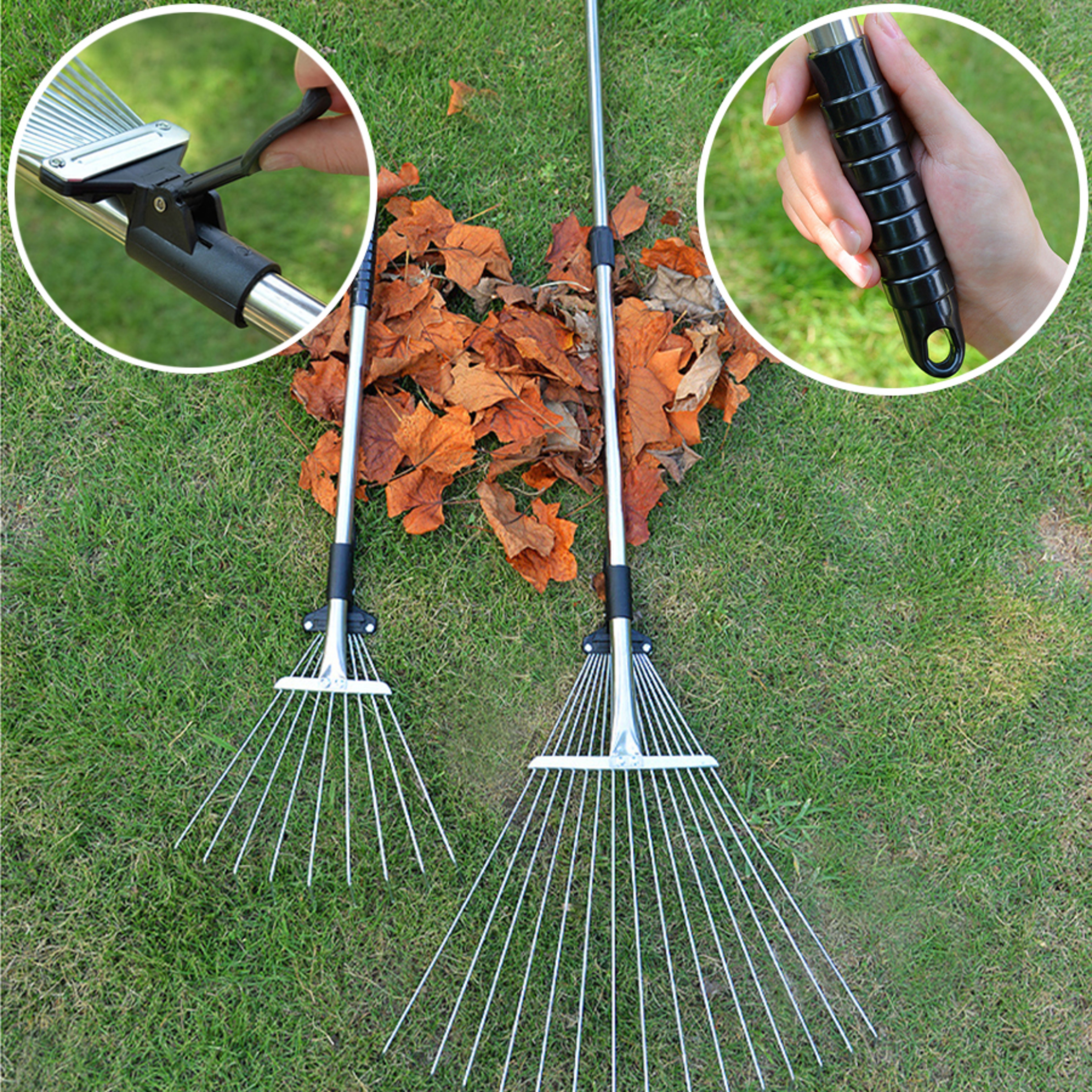 Steel Garden Rake for Soil Leveling Sand Spreading and Lawn Maintenance – view 2