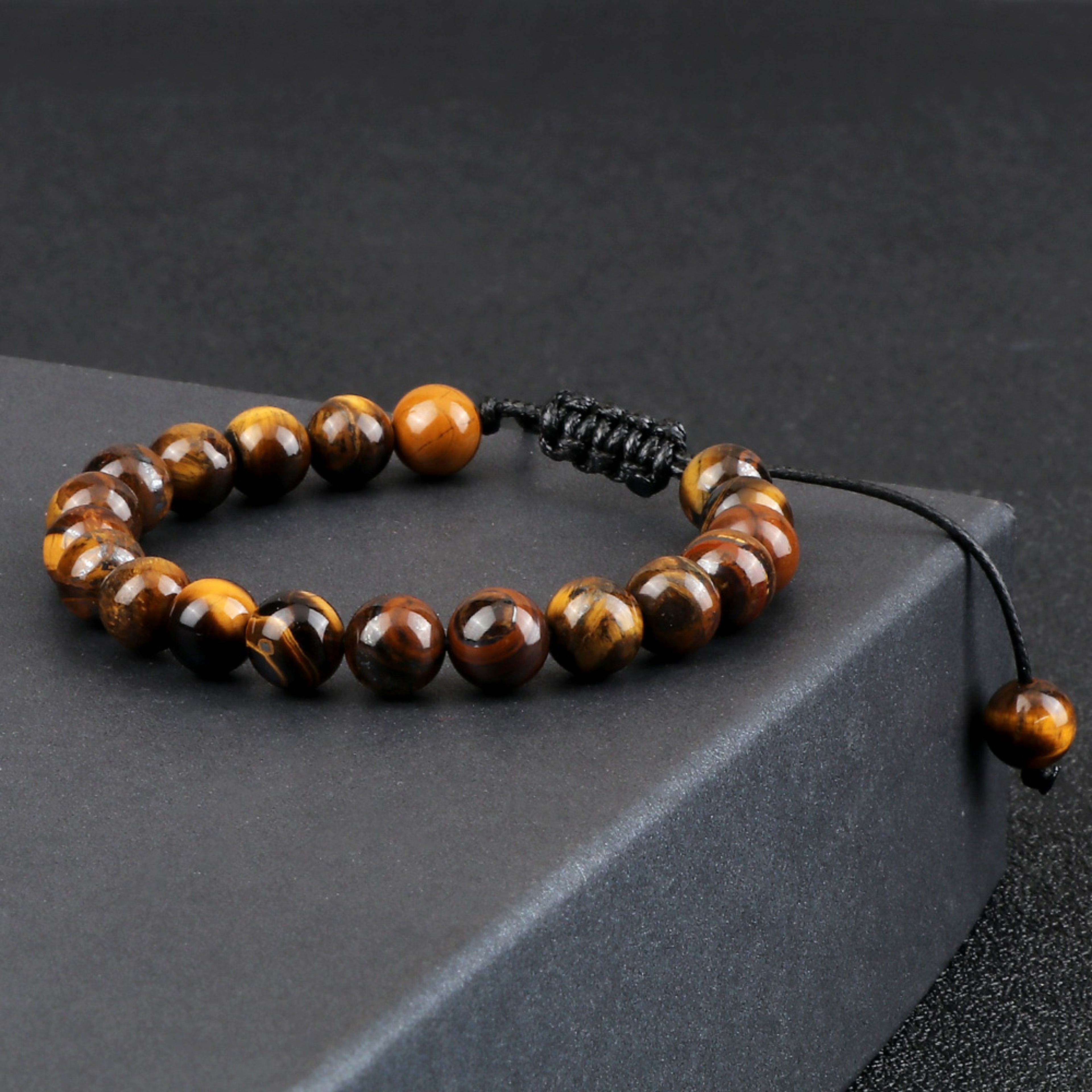 Adjustable Couples Bracelets With 8mm Beads And Braided Macrame Design 2