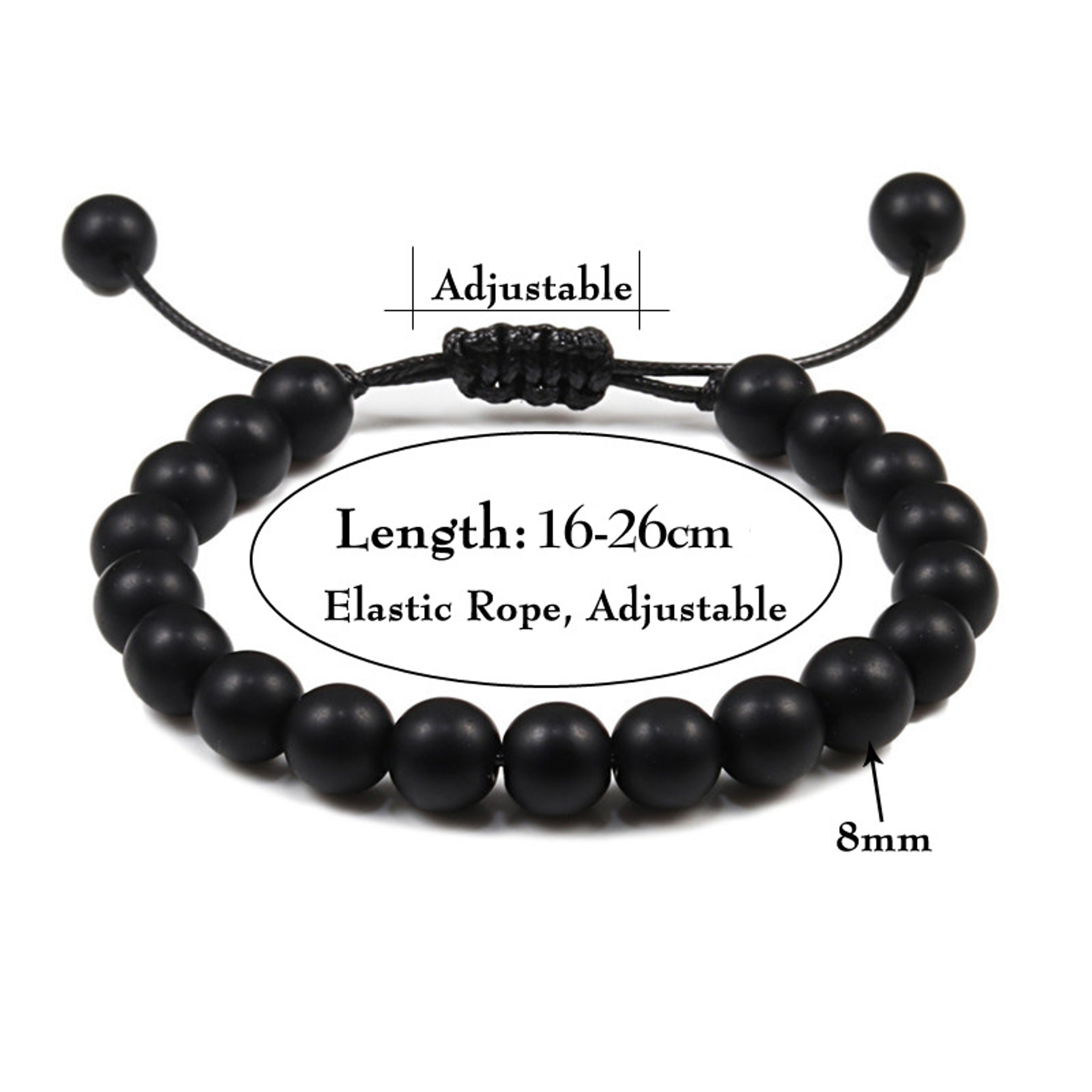 Adjustable Couples Bracelets With 8mm Beads And Braided Macrame Design 6