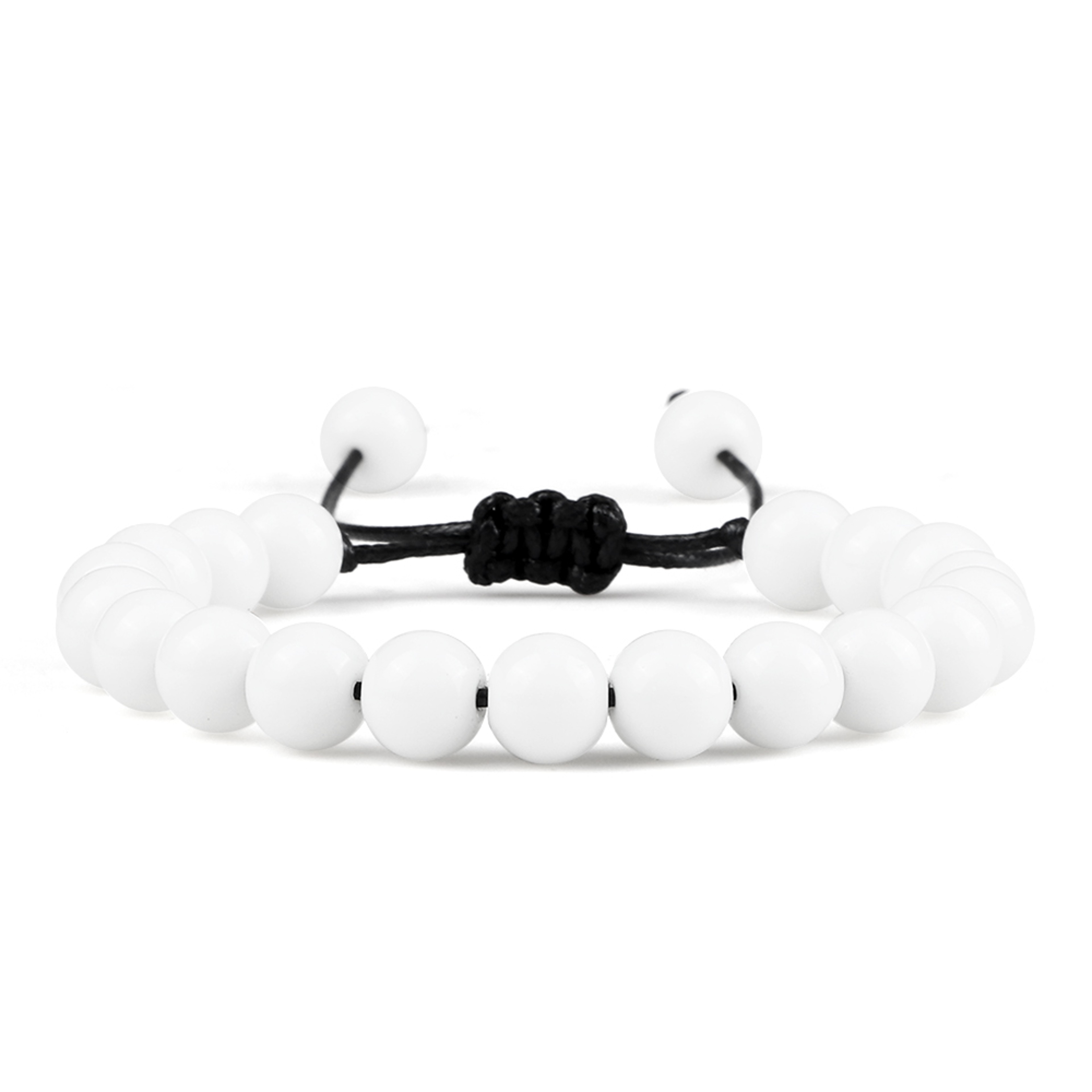 Adjustable Couples Bracelets With 8mm Beads And Braided Macrame Design 0