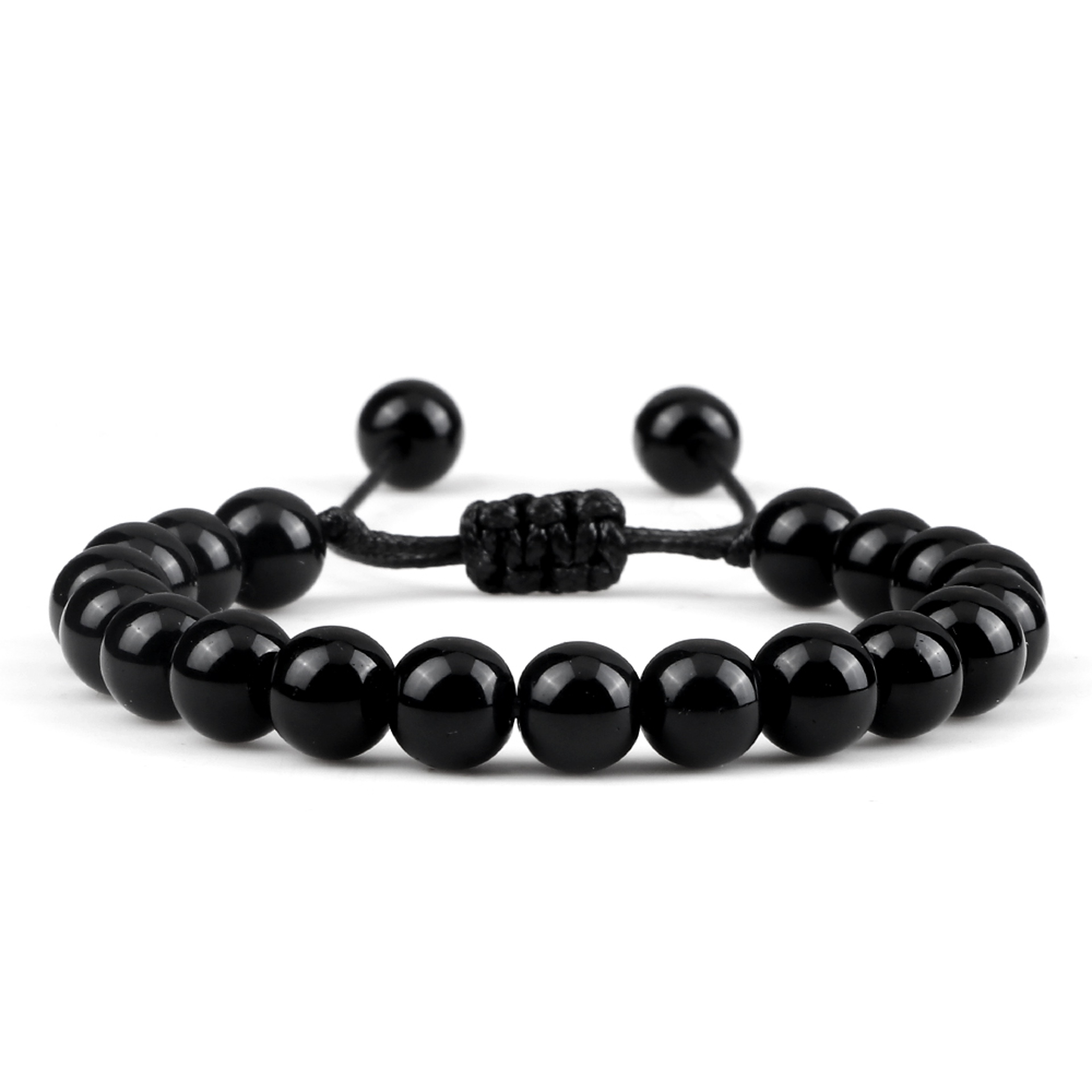 Adjustable Couples Bracelets With 8mm Beads And Braided Macrame Design 22