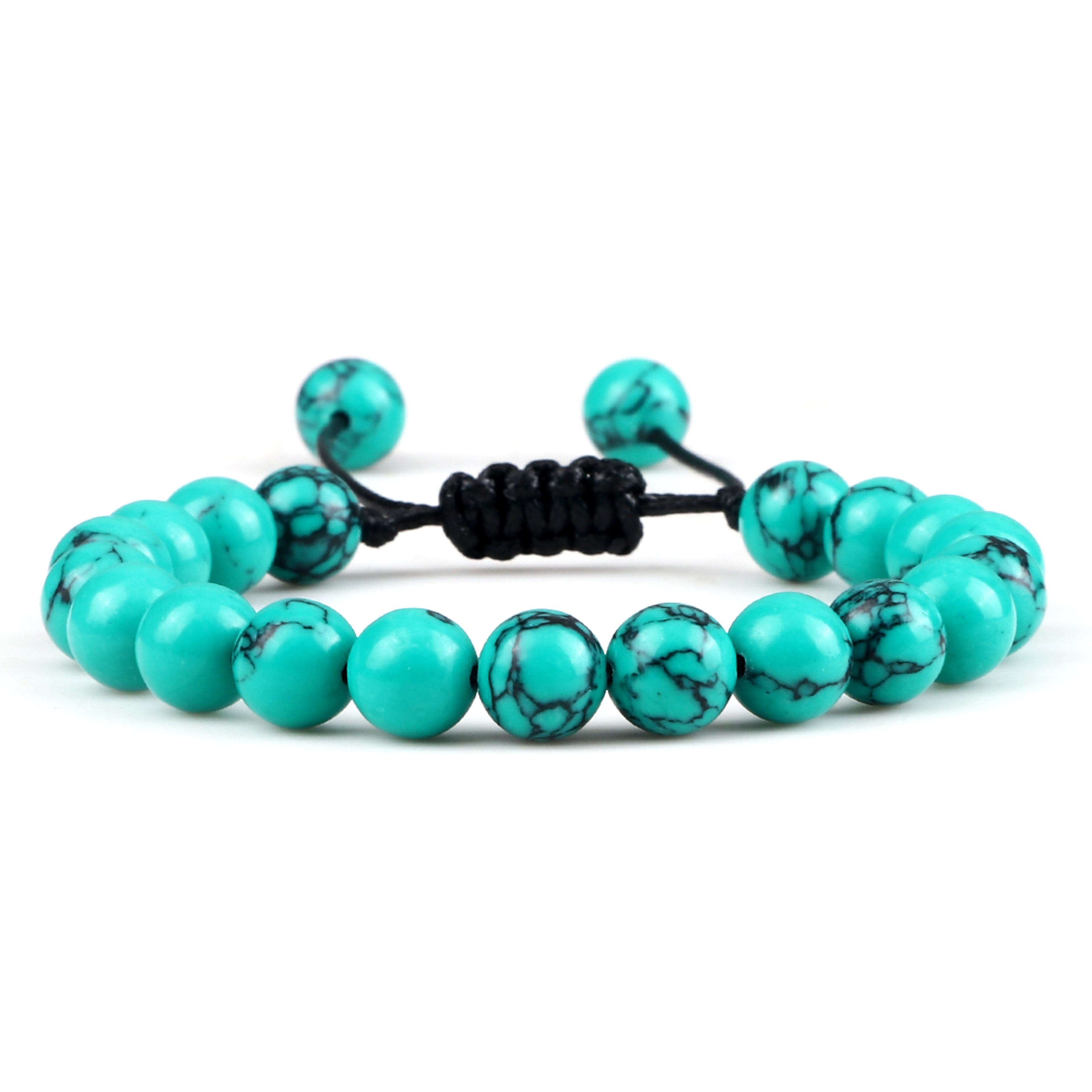 Adjustable Couples Bracelets With 8mm Beads And Braided Macrame Design 28