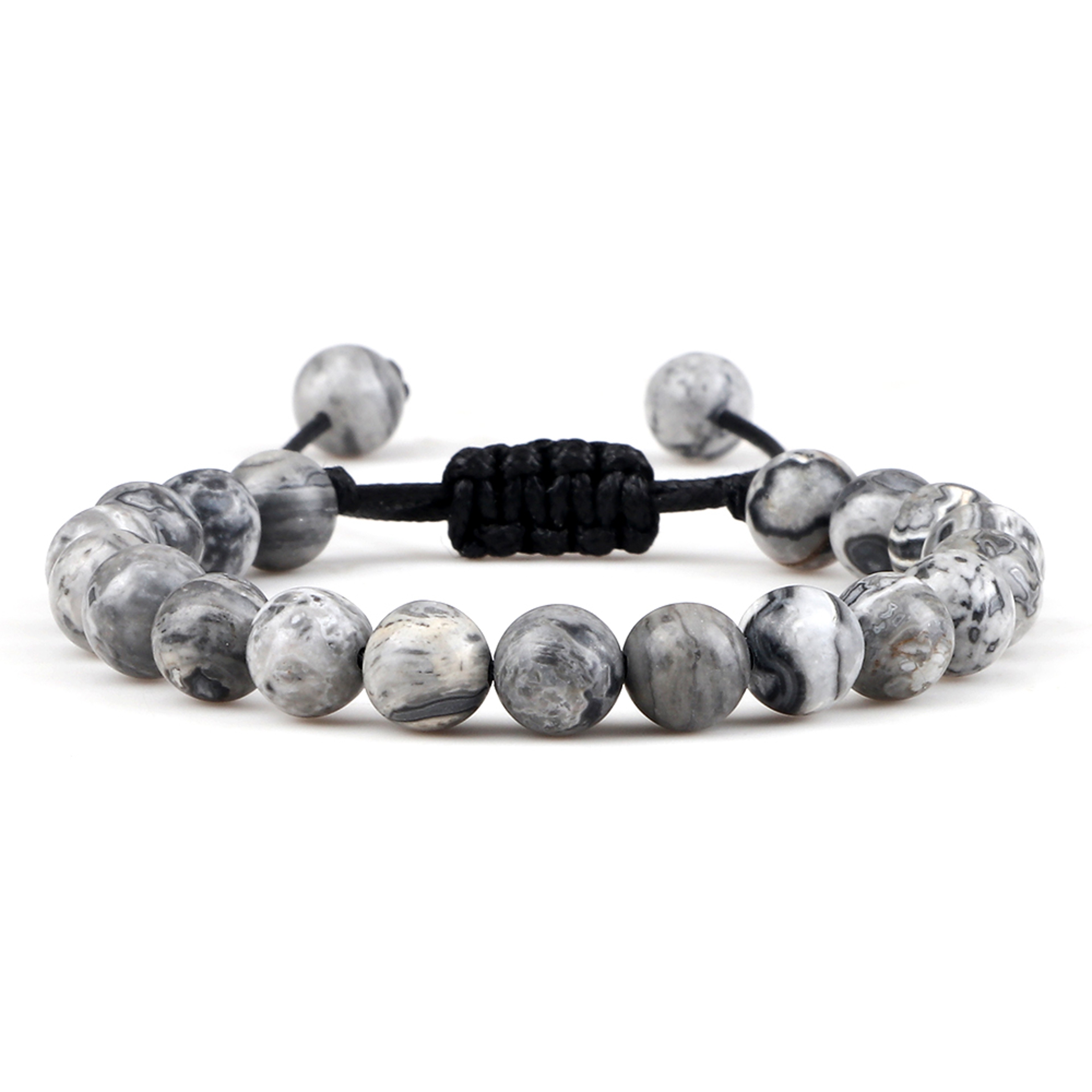 Adjustable Couples Bracelets With 8mm Beads And Braided Macrame Design 33