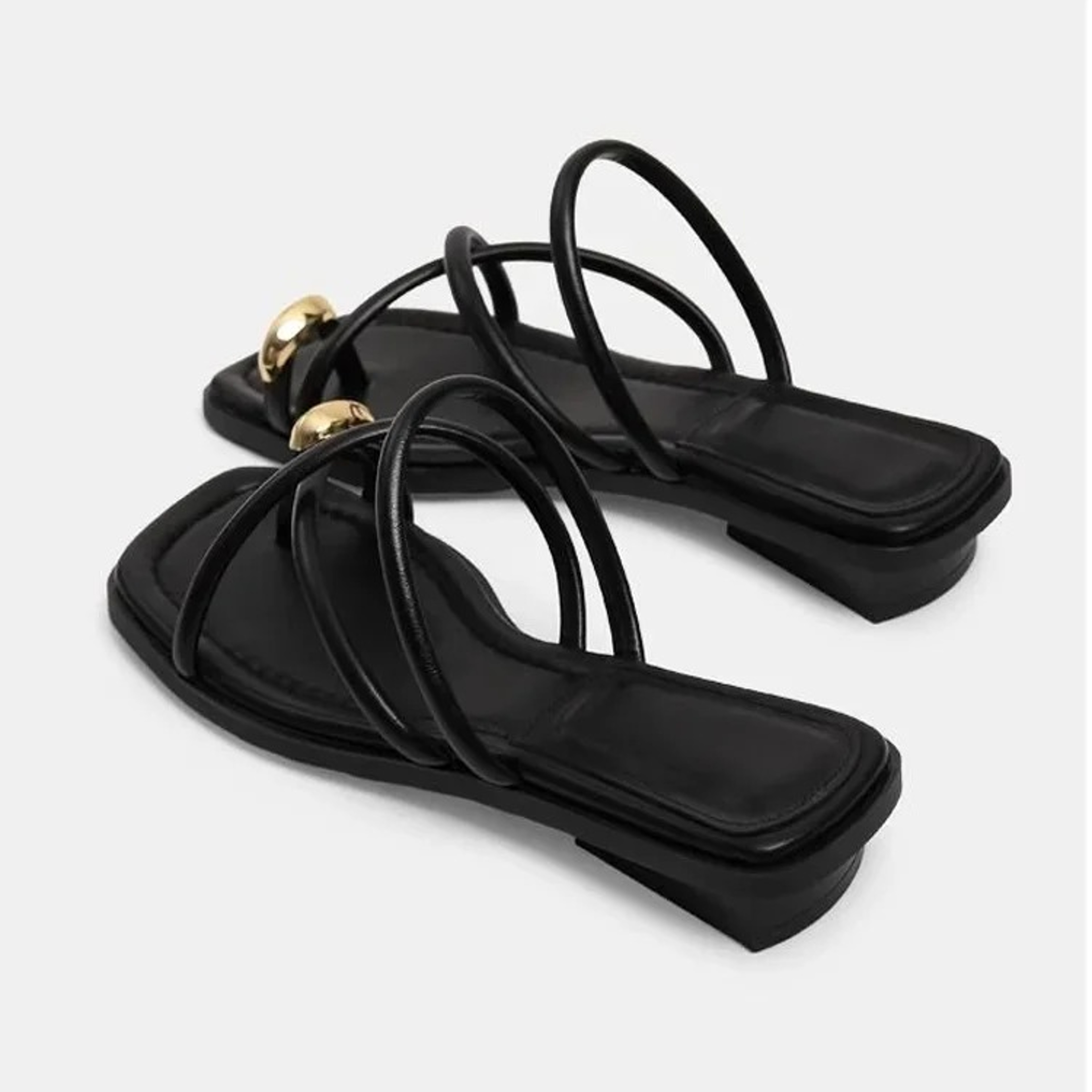 Women's Cross Strap Slide Sandals with Low Square Heels and Slip-On Design – view 3