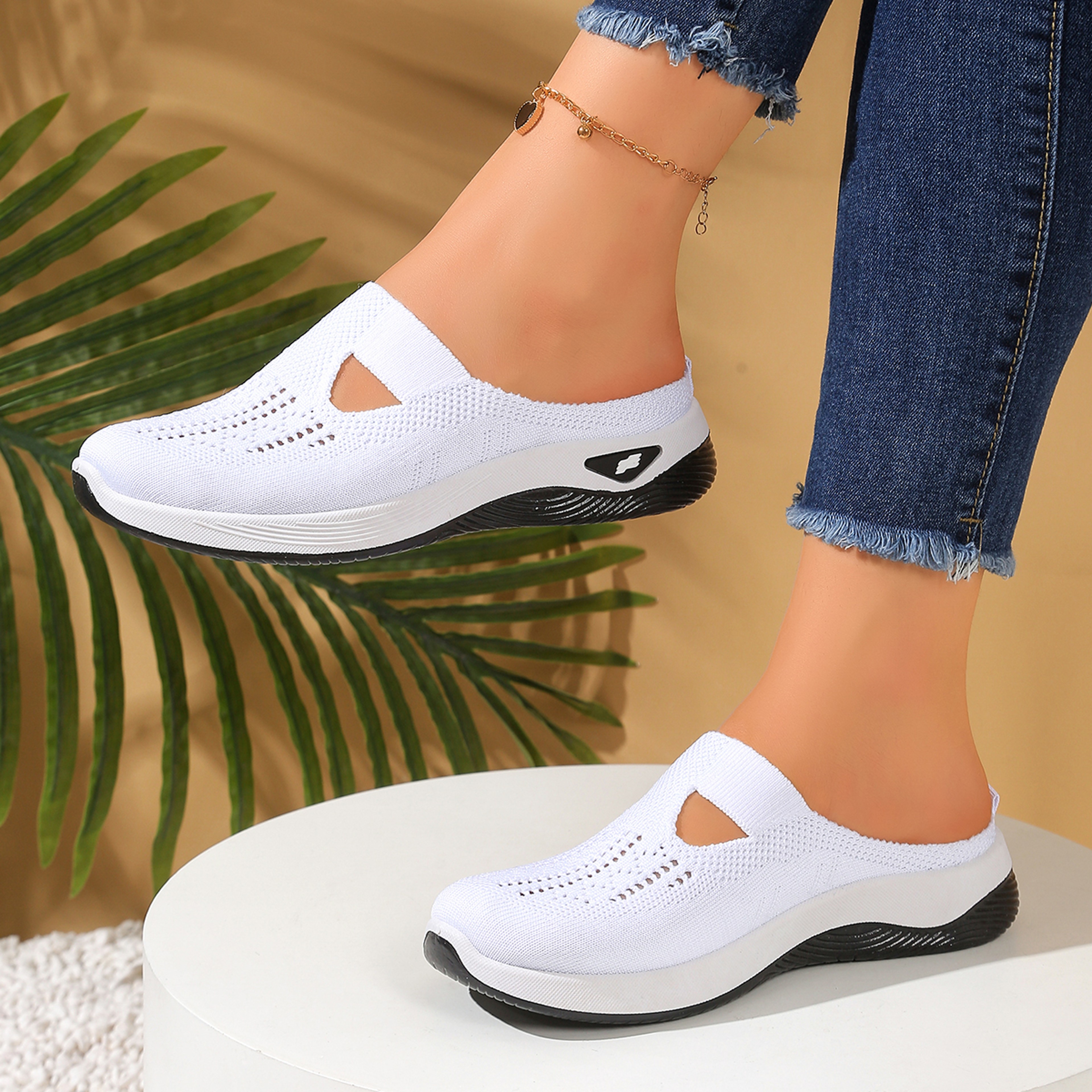 Womens Canvas Summer Slippers With Flat Heels And PullOn Design 2