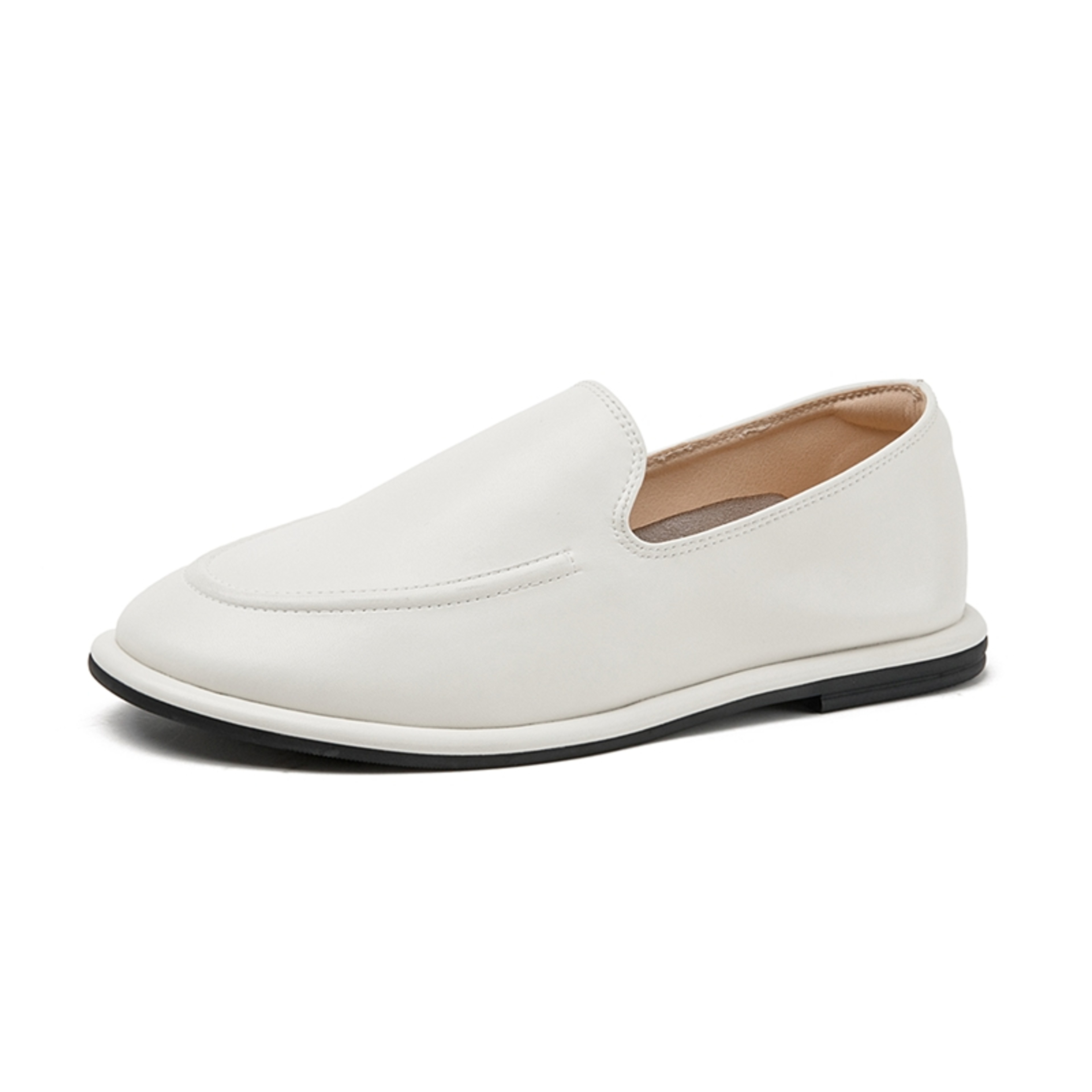 Womens Genuine Leather Round Toe SlipOn Ballet Flats With Rubber Sole 0